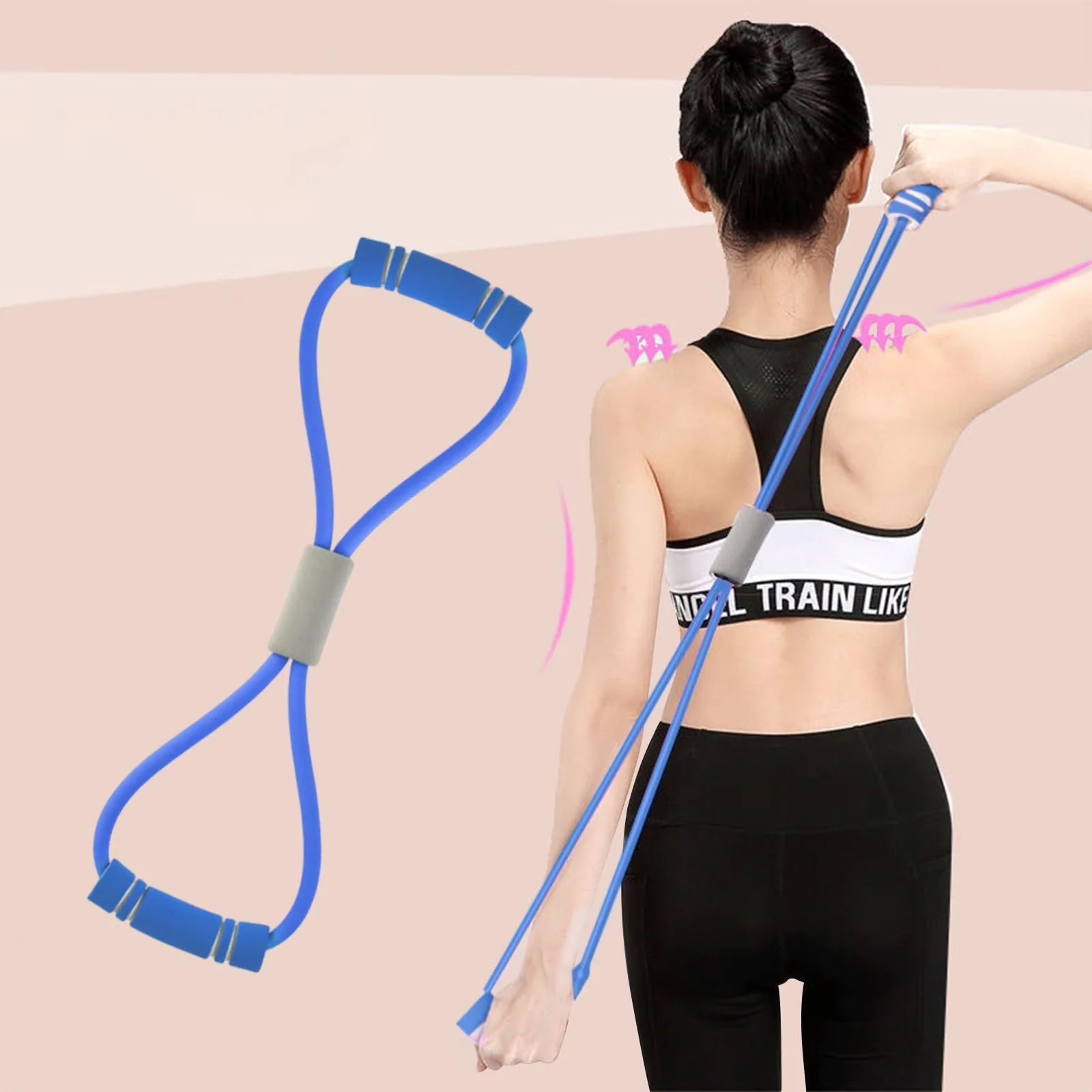 Modern Home Gym with Resistance Band, Chest Expander, Stretch Fitness Strap - Silica Gel Blue for Home Model A0F2BA
