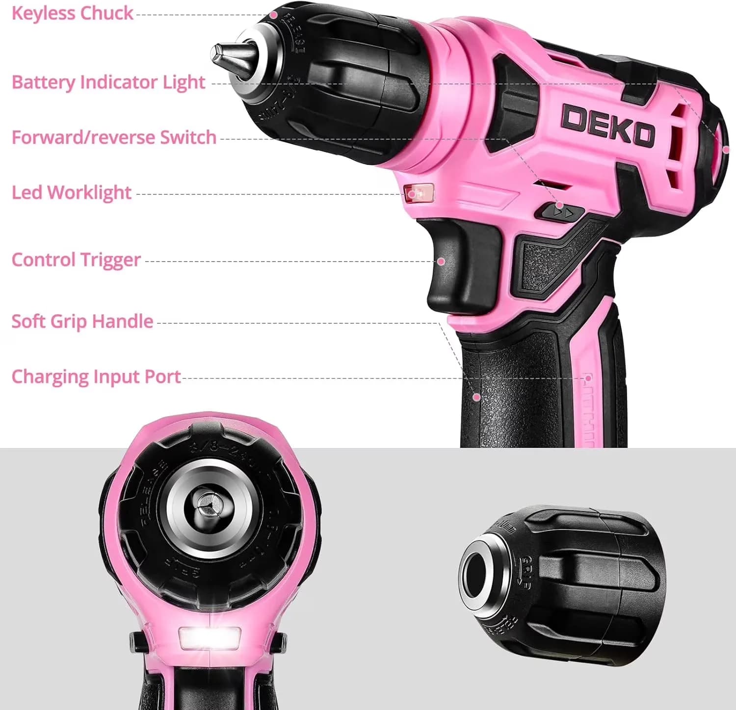 Quality Factory Reconditioned with LED, Battery Powered, Adjustable - Pink Model FDEE7E