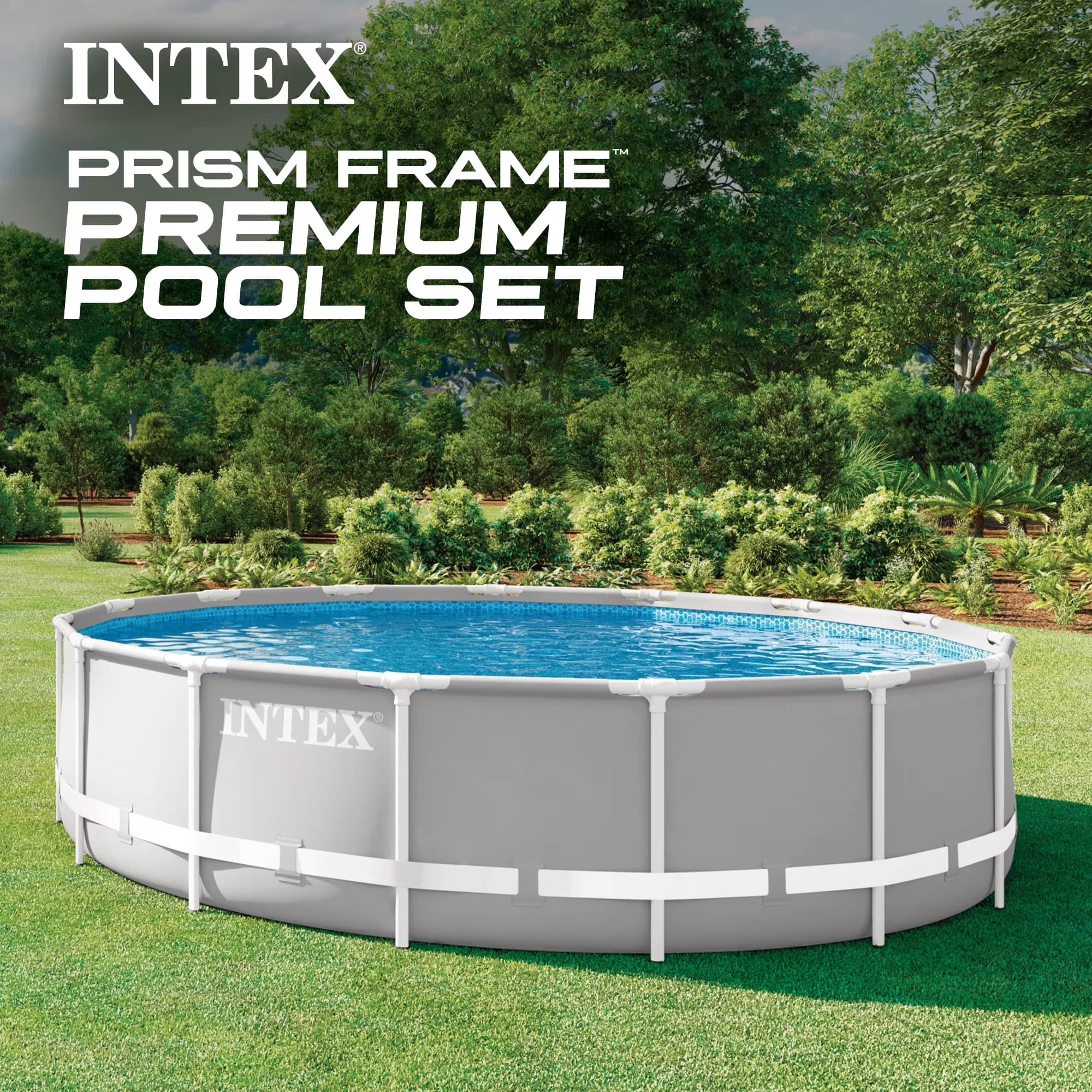 Durable Above Ground Pool with Puncture Resistant, 15ft x 42in Prism Frame Swimming Set - Model 092BAB