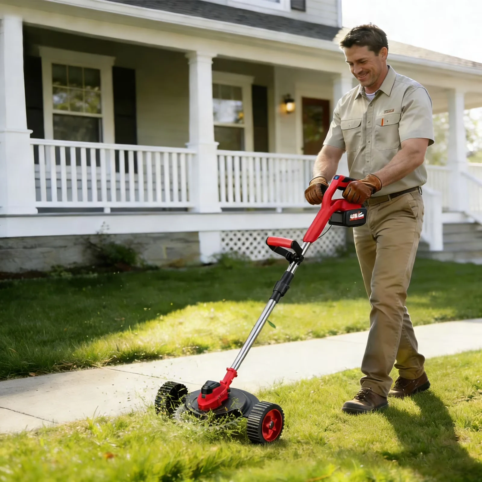 String Trimmer Versatile with Battery, 21V, 9 inch 21V Cordless Electric Weed Eater - Red Model 9A0F9E