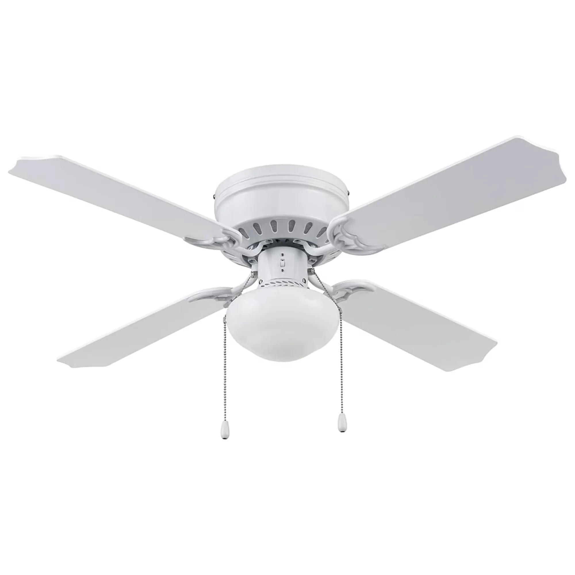 Compact Ceiling Fan with LED, Reversible Blades, Traditional - Opal Glass White Model C57C6B