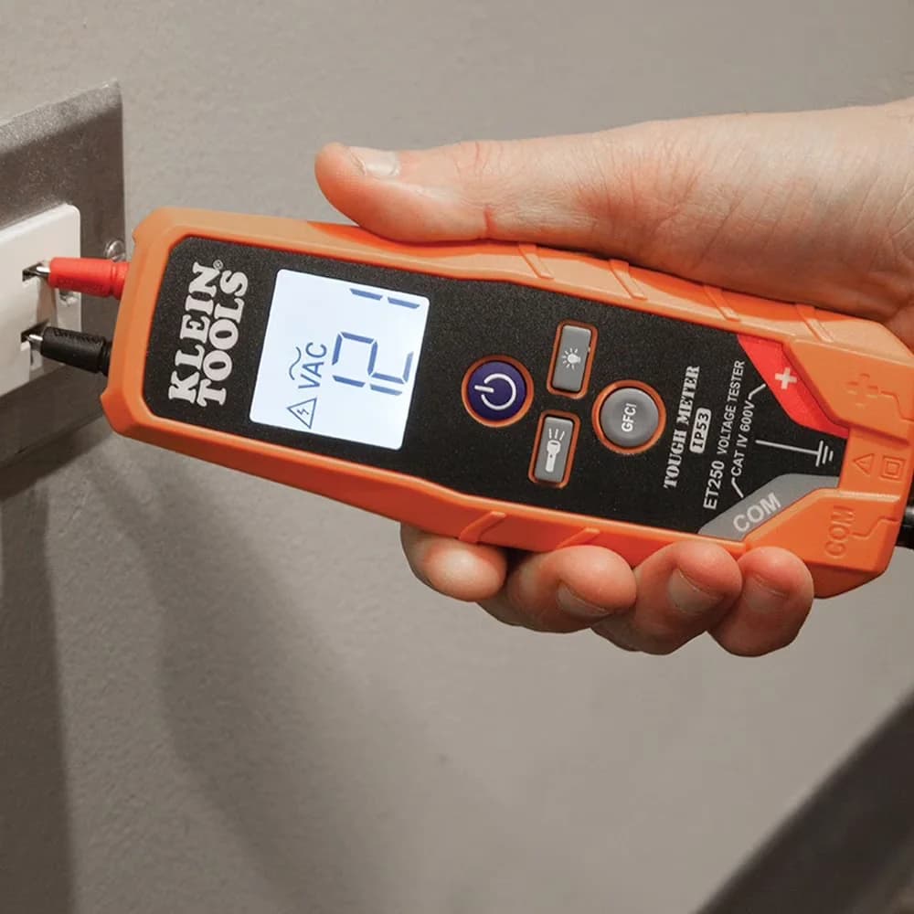Premium Pro Tool with Battery, Water-Resistant, ET250 AC/DC Voltage/Continuity Tester - Orange Model 17FCE4