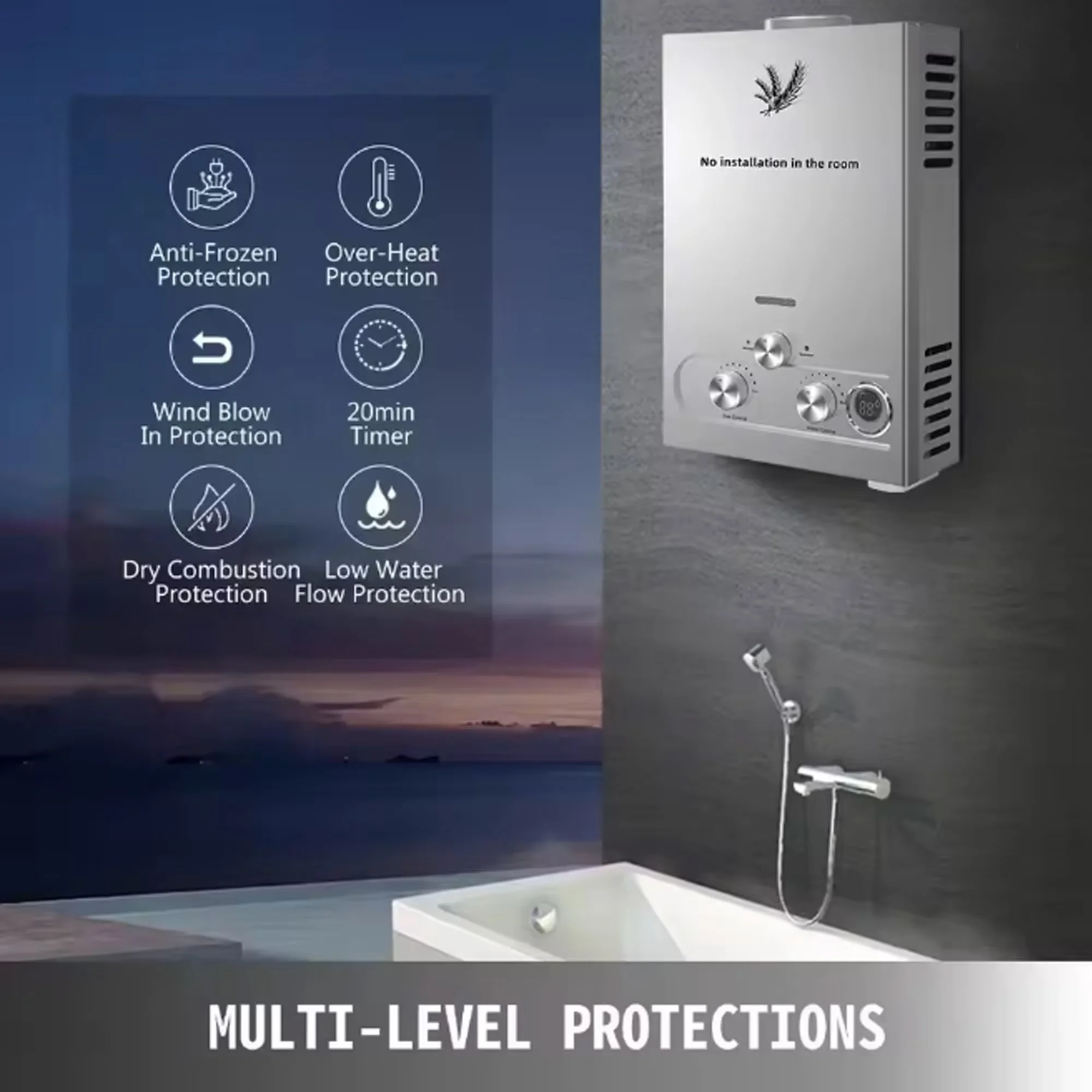 Versatile Plumbing with Battery, Easy Installation, Digital Display for Indoor, Camping - Model 33FDE6