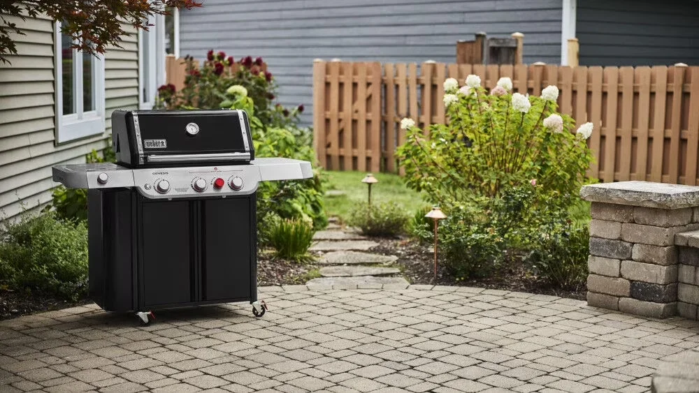 Sleek Gas Grill with Black, Genesis E-335 (Liquid Propane) - Multicolor Porcelain-Enamel Model ACDA5C