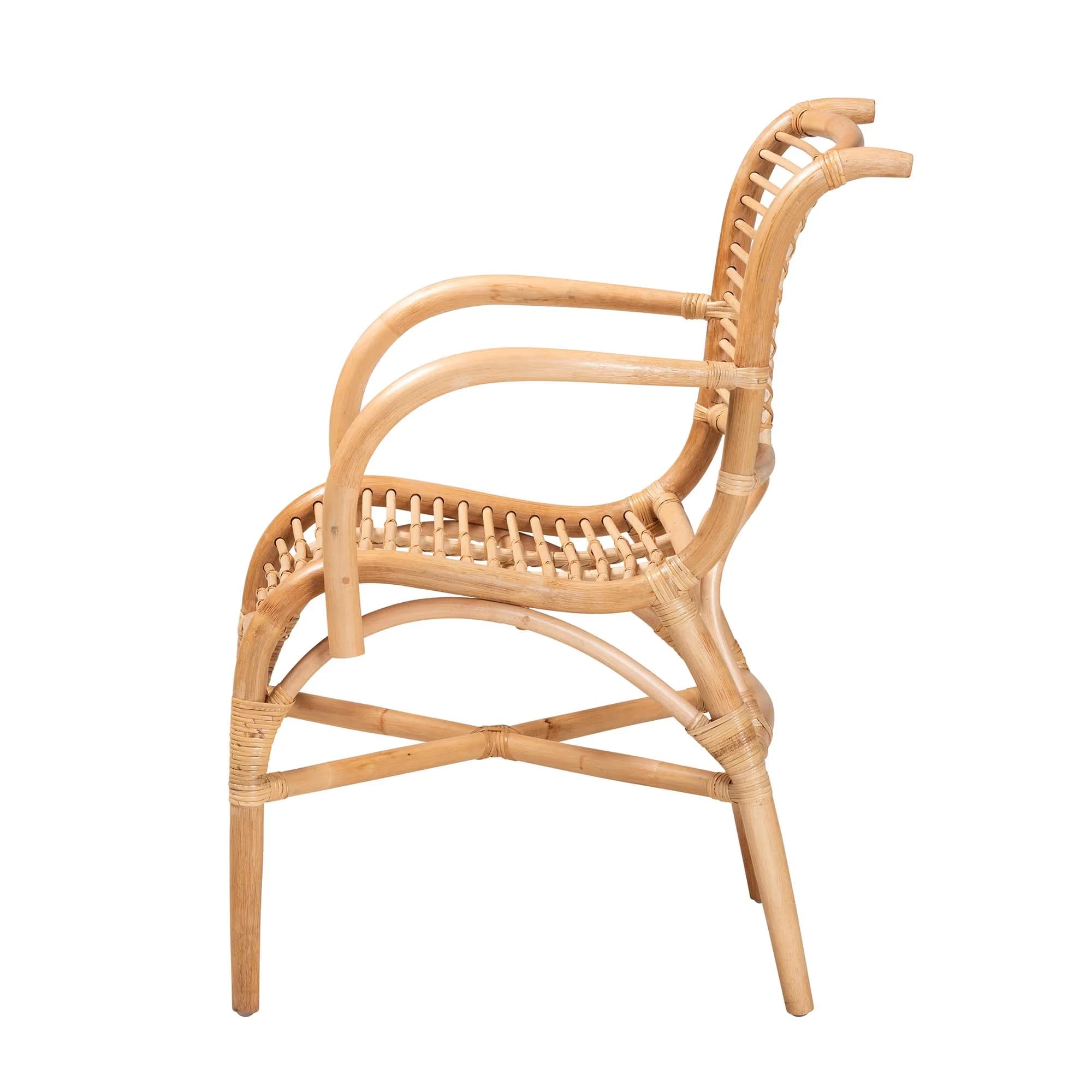 Classic Patio Chair with Bohemian, Stain Resistant, Crisscross base - Natural Rattan Brown Model 303096