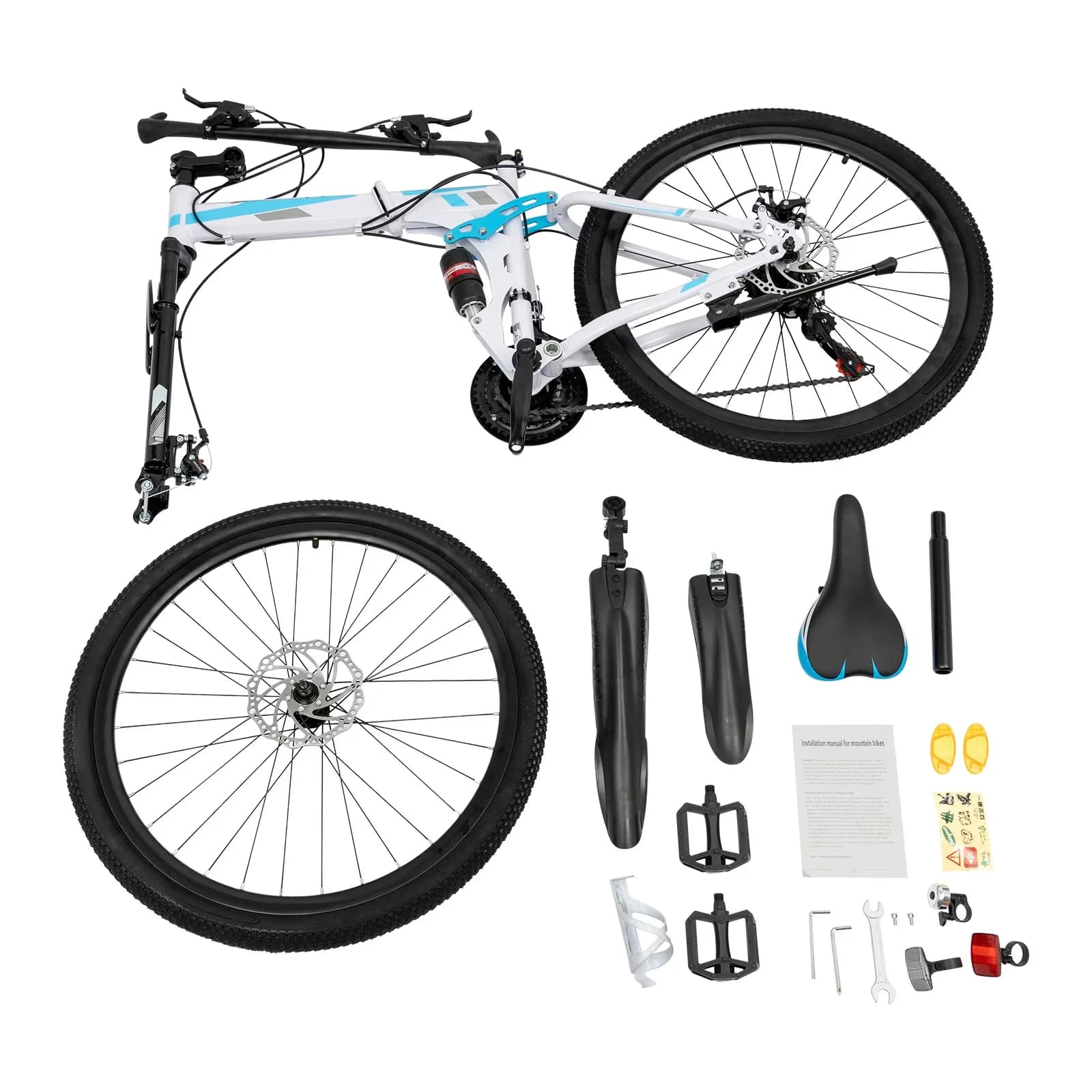 Efficient Mountain Bike with Adjustable Seat, Foldable, Process: Spray Paint - Blue Model 30C886