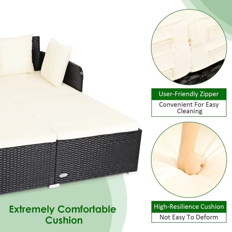 Patio Chair Classic with Adjustable, Cushion, Easy to clean - Beige Pe Rattan + Powder-Coated Steel Frame for Patio Model DC9E64
