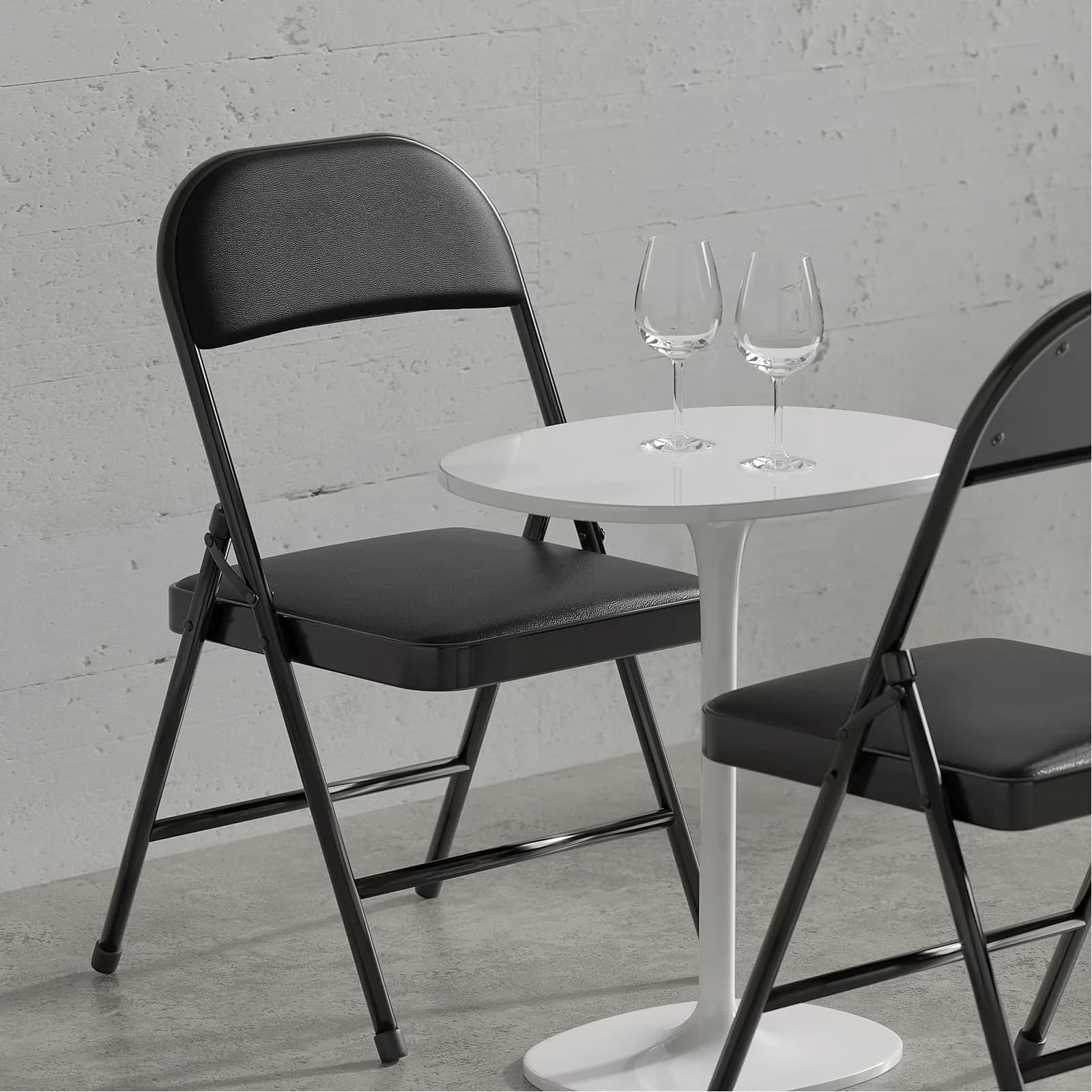 Patio Chair Professional with Padded, Metal Indoor Folding, Black (Set of 4) - Model 7417C1