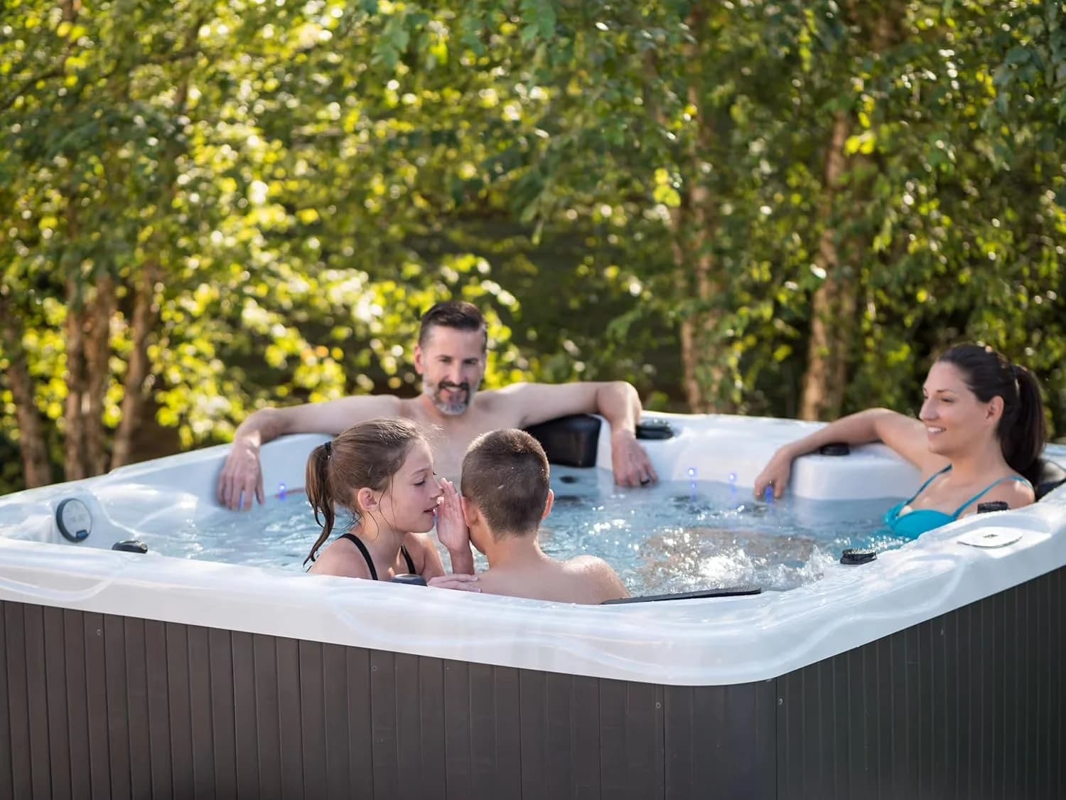 Stylish Hot Tub with Insulated, Ideal, 34 Therapy Jets and Digital Controls - Brown Model 4EE392