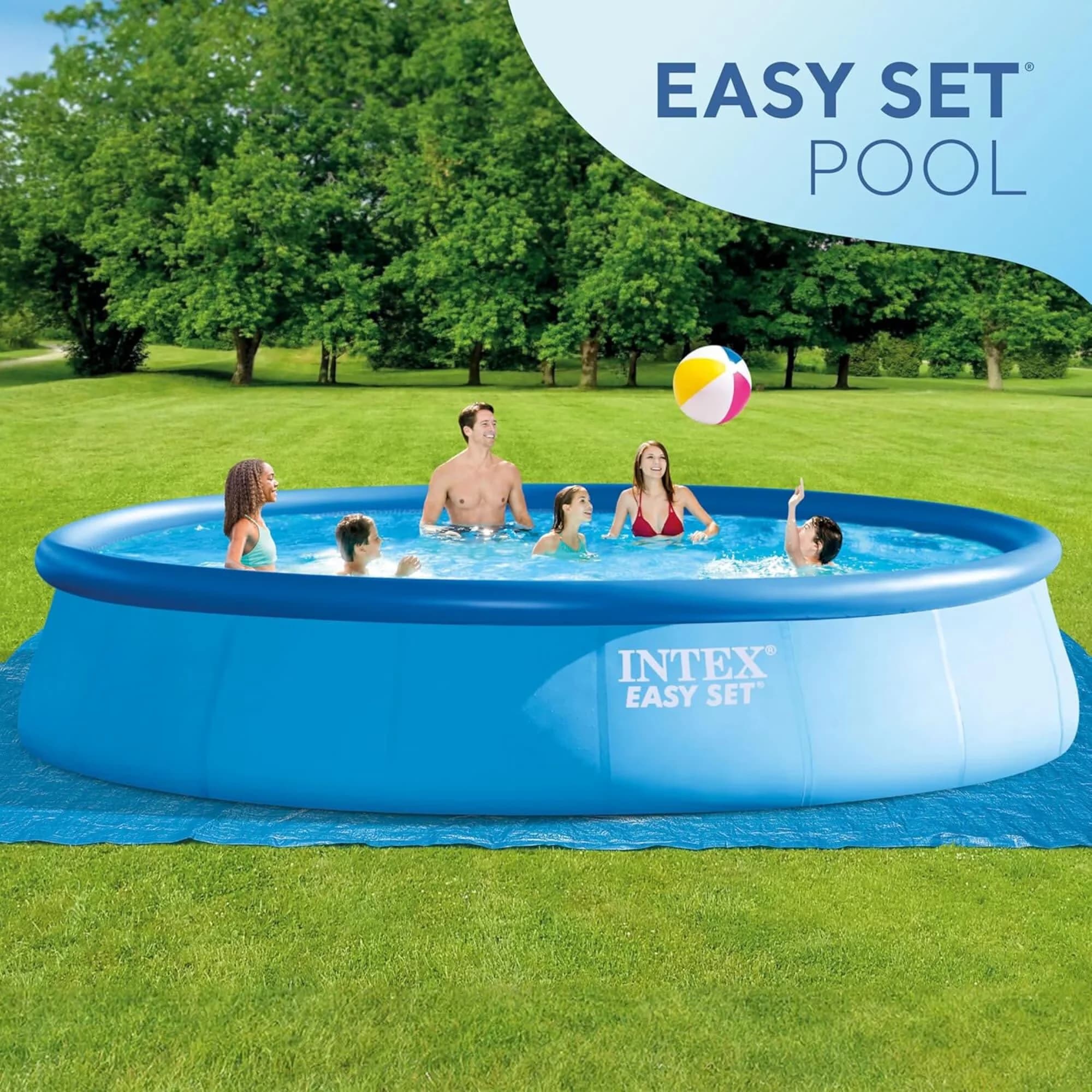 Essential Inflatable Pool with Puncture Resistant, 15' x 33", : Easy Set & Pump - Model AB6B86
