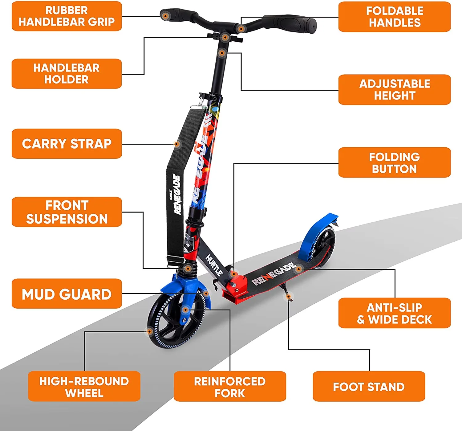 Classic Scooter with Lightweight, White - White Alloy Steel Renegade - Reliable Performance Model F2C7F8