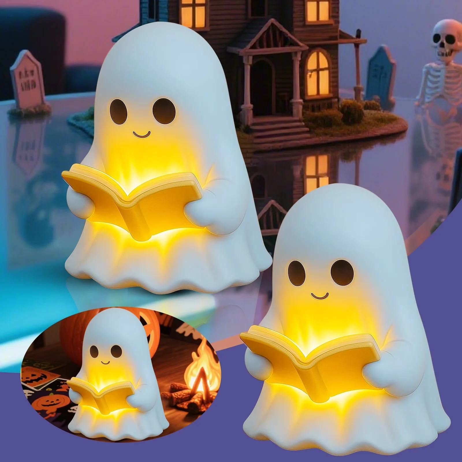 Innovative Led Lighting with Modern, Light up Ghosts Halloween Decorations - White Plastic for Indoor, Home Model D74EA5