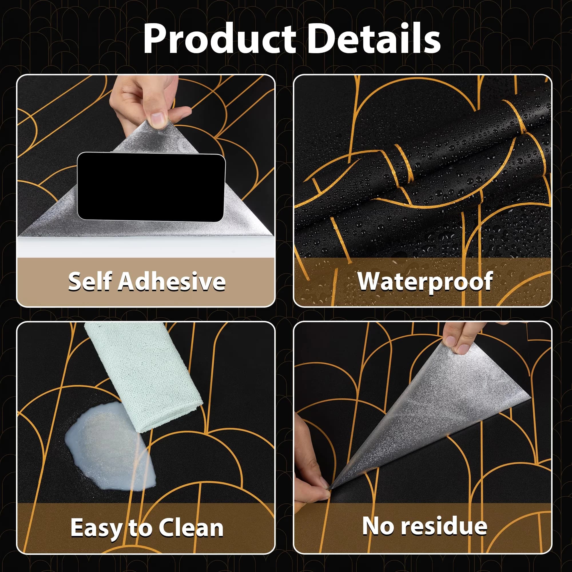 Innovative Wallpaper with Durable, Removable - Pvc Black for Living Room Model 2D96D7