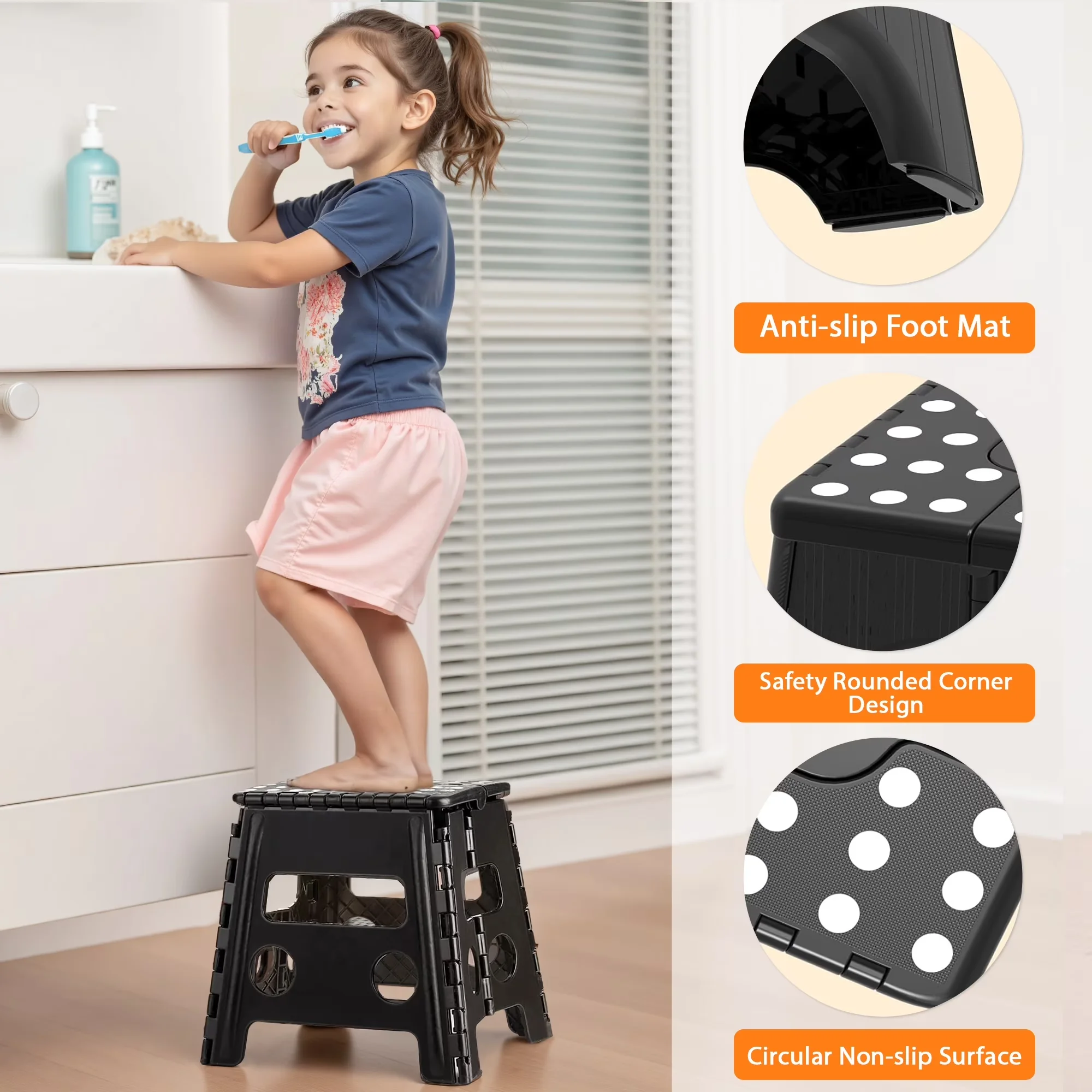 Reliable Ladders And Step Stool with Foldable, Folding - Black Plastic Model 466320