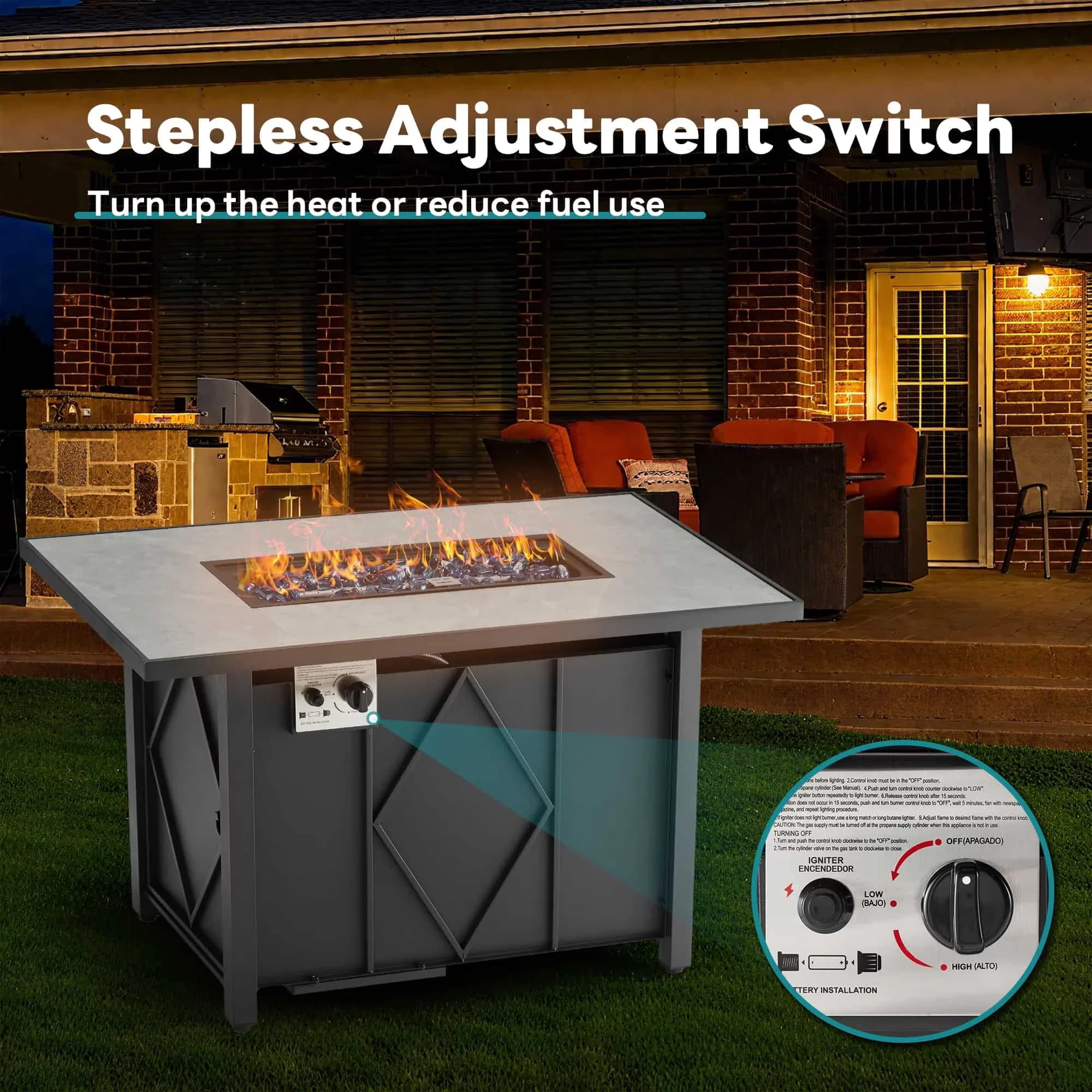 Outdoor Heating Stylish with 50000 BTU, Fade Resistant, Adjustable Flame - Black Stainless Steel Model 1CCA51