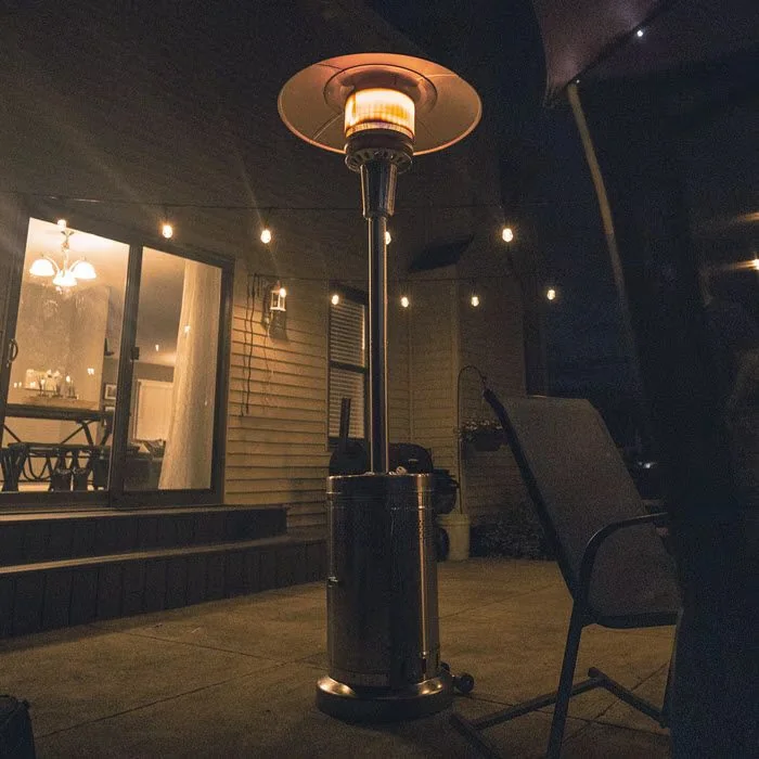 Modern Portable And Electric Space Heater with 48000 BTU, Adjustable Flame, Automatic Shut Off - Silver Model 8BE96F