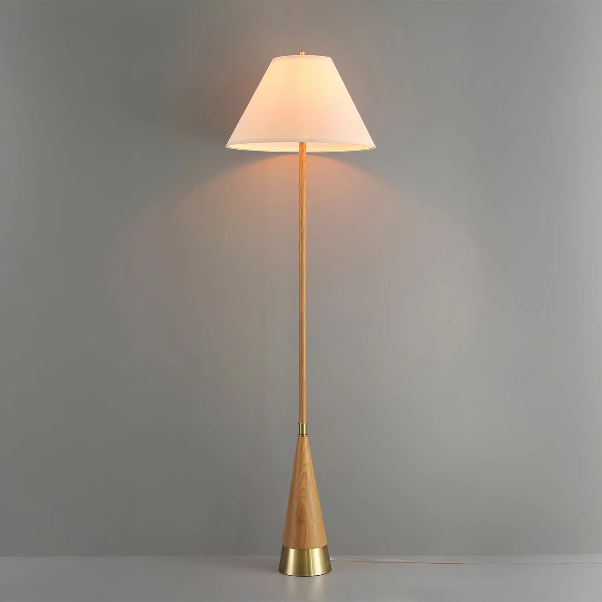 Efficient Floor Lamp with LED, Mid-Century, 63" Tall Led Torchiere - Brown Metal Model 8322B8