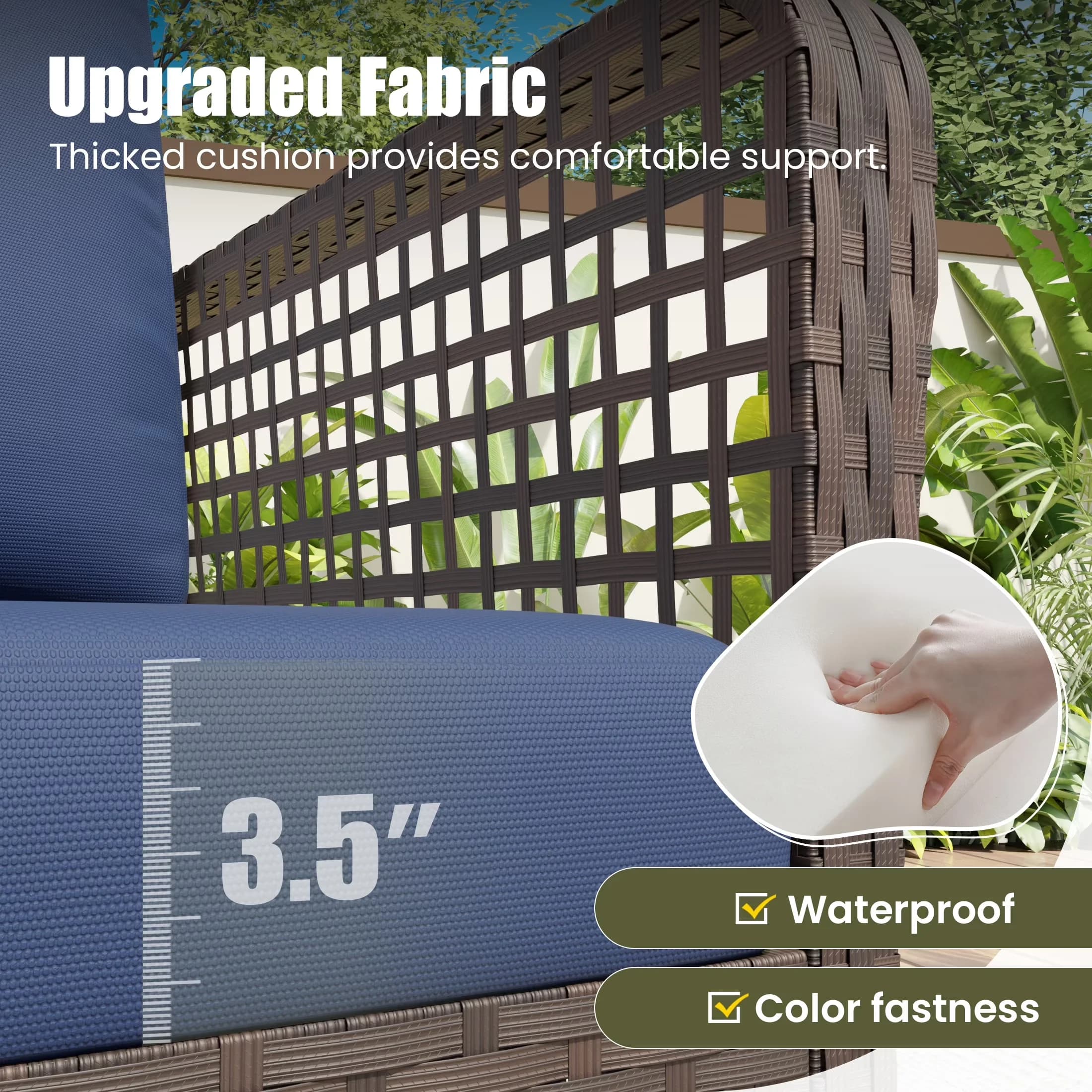 Innovative Patio Conversation Set with Rust Resistant, Coffee Table - High Quality Polyester Fabric Brown Model 5E8D5F