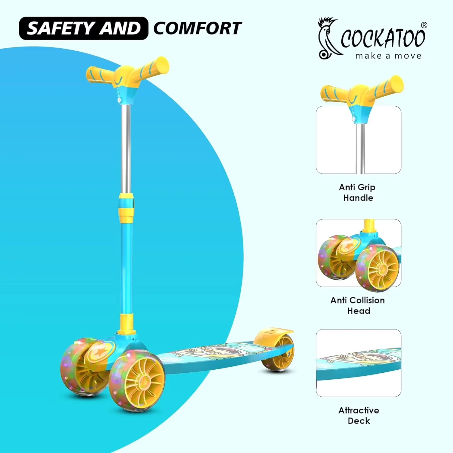Scooter Quality with LED, Lightweight, Rocket Racer LED - Blue Alloy Steel Model 8508B9