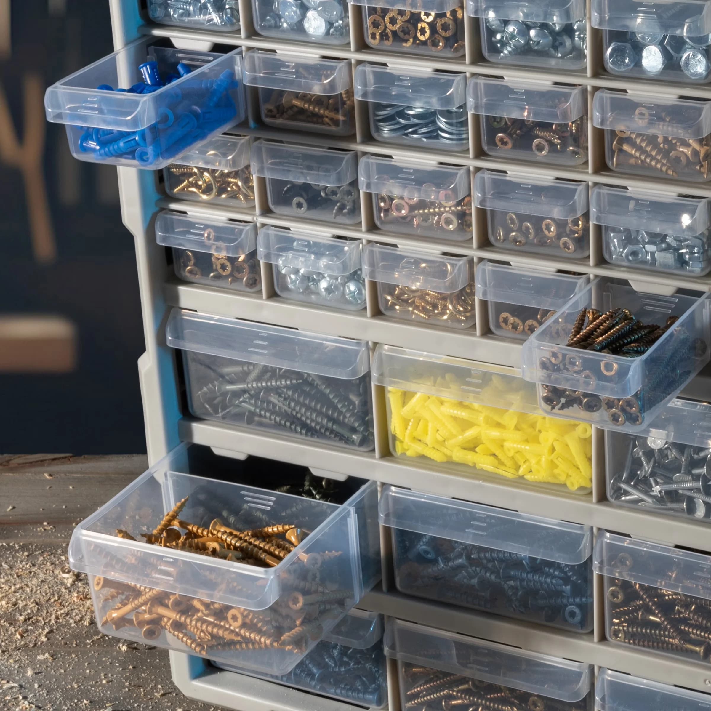 Innovative Toolstorage with Storage, Black, 39-Drawer Small Part Organizer - Black Polypropylene Model 12DC44
