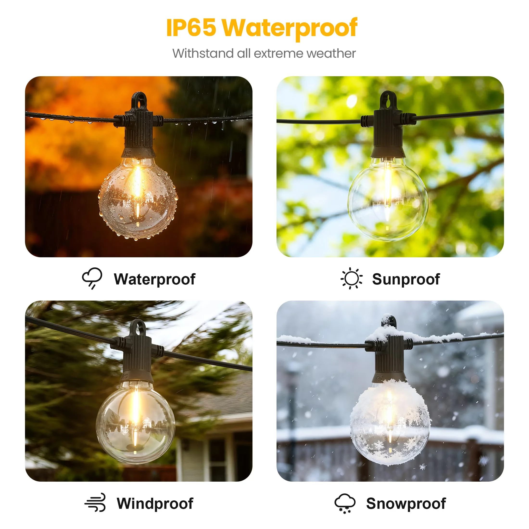Innovative Novelty Light with LED, Waterproof, 12+1 Bulbs - White G40 - Quality Construction Model 9E5D6B