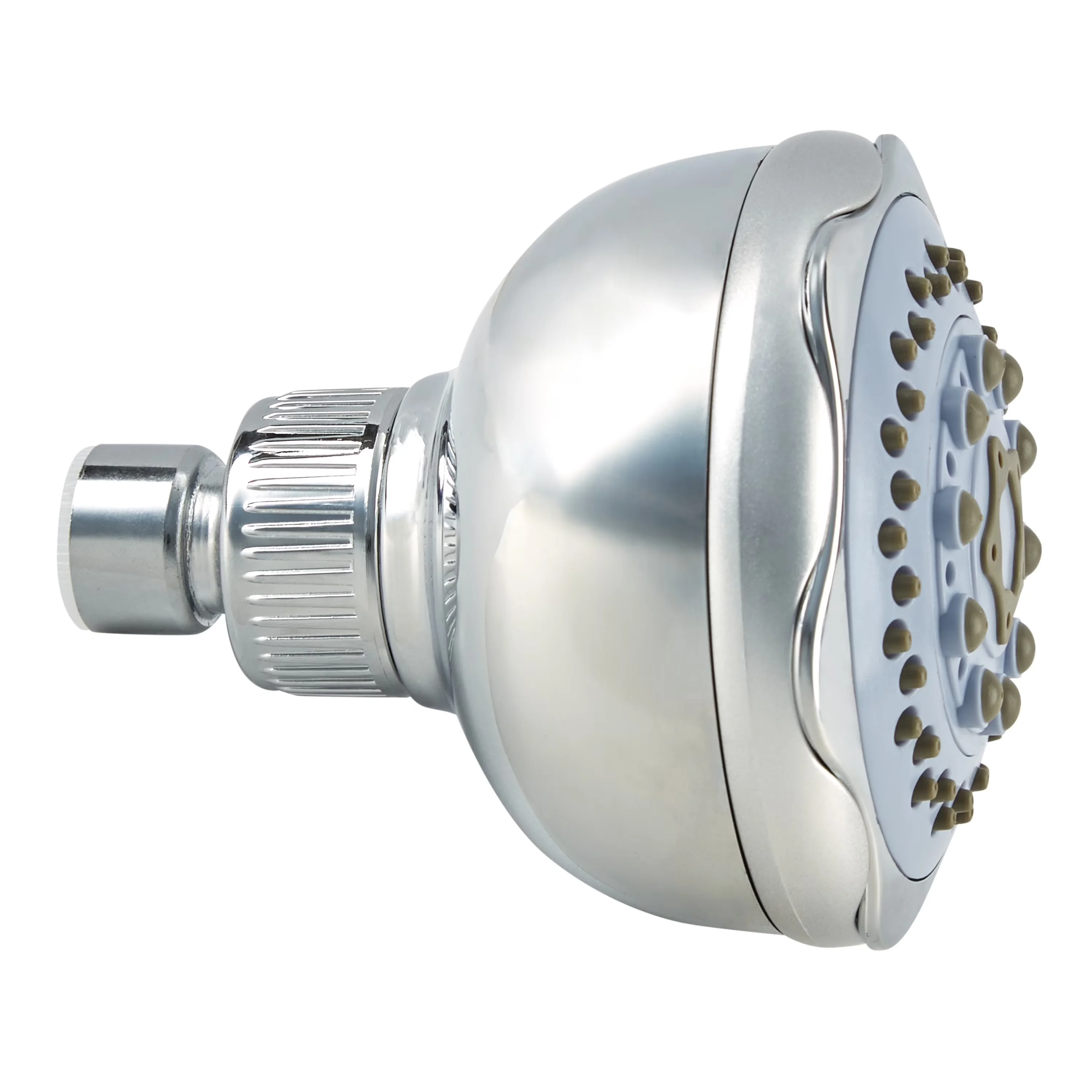 Premium Shower Head with No tools required, silicon tape included, Clog resistant silicon jets - Silver Brass Model 9090A5
