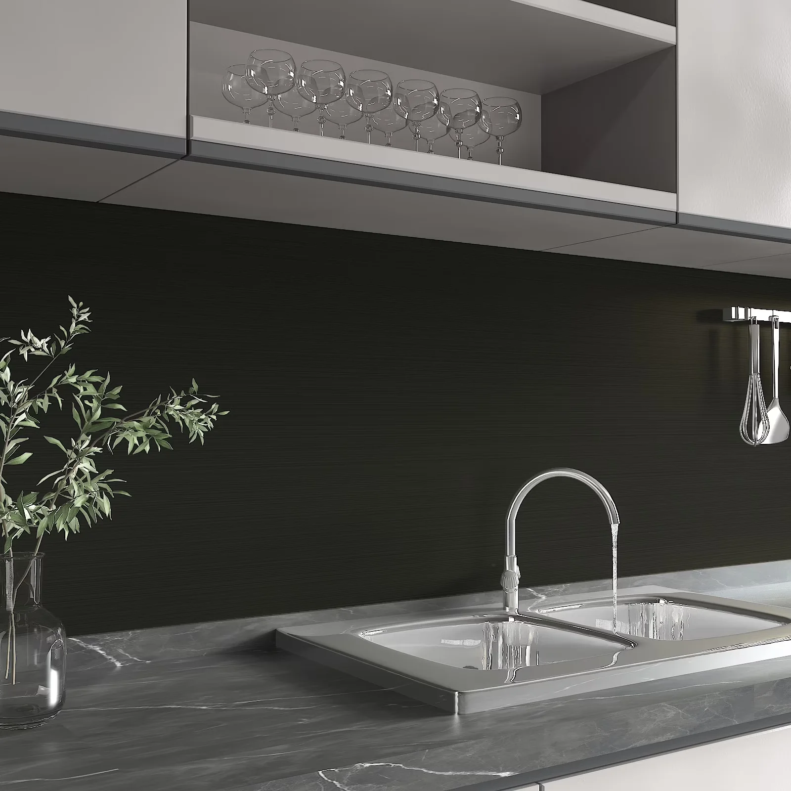 Premium Wallpaper with Removable, 【Color】 : Black - Vinyl Black for Kitchen Model 502E2F