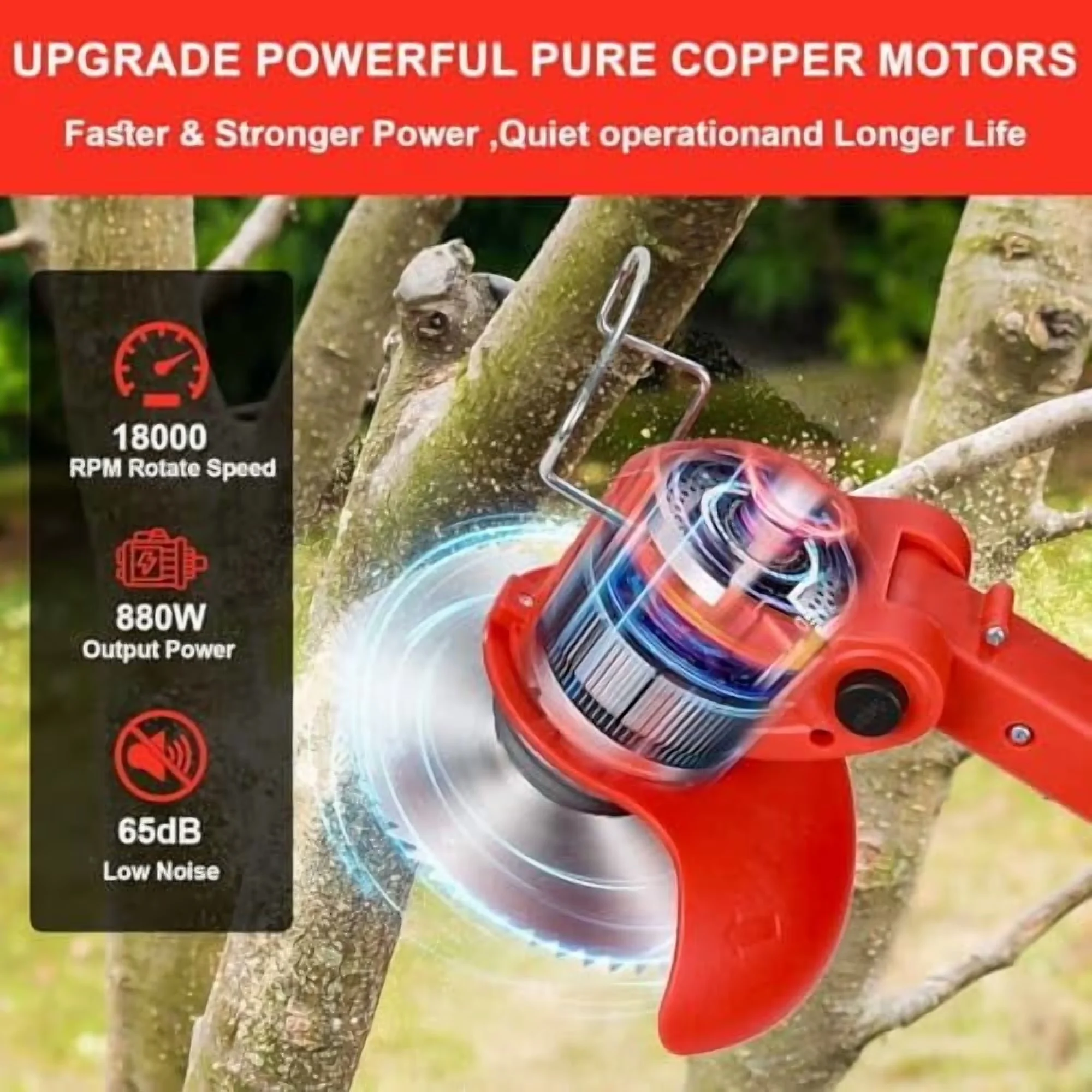 Stylish String Trimmer with Extendable, 4000mah Capacity, 4.0ah Power Adapter - Model D15E91