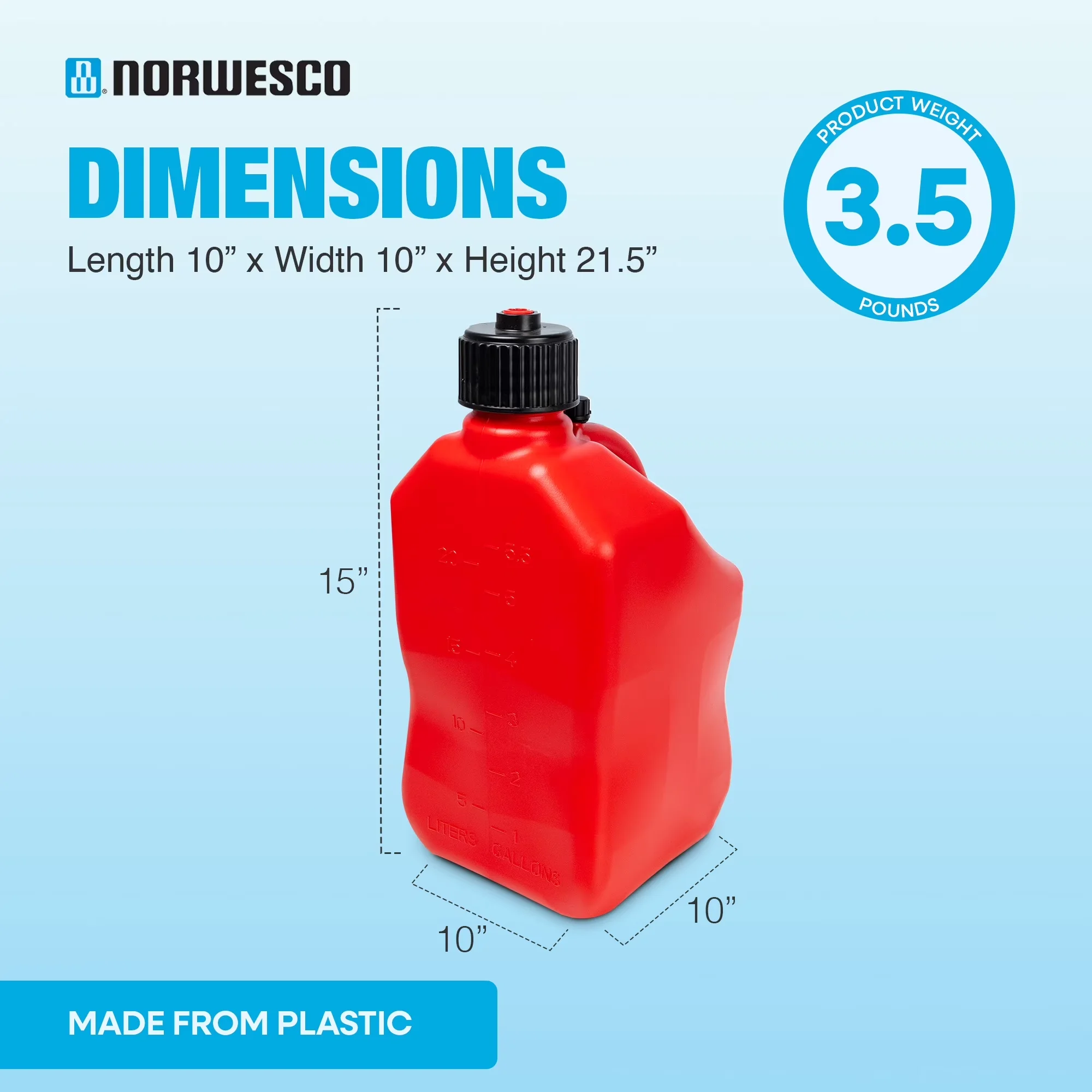 Replacement Parts Accessory Quality with Portable, 5.5 Gal, Material: Plastic - Red Polyethylene Model D258FF