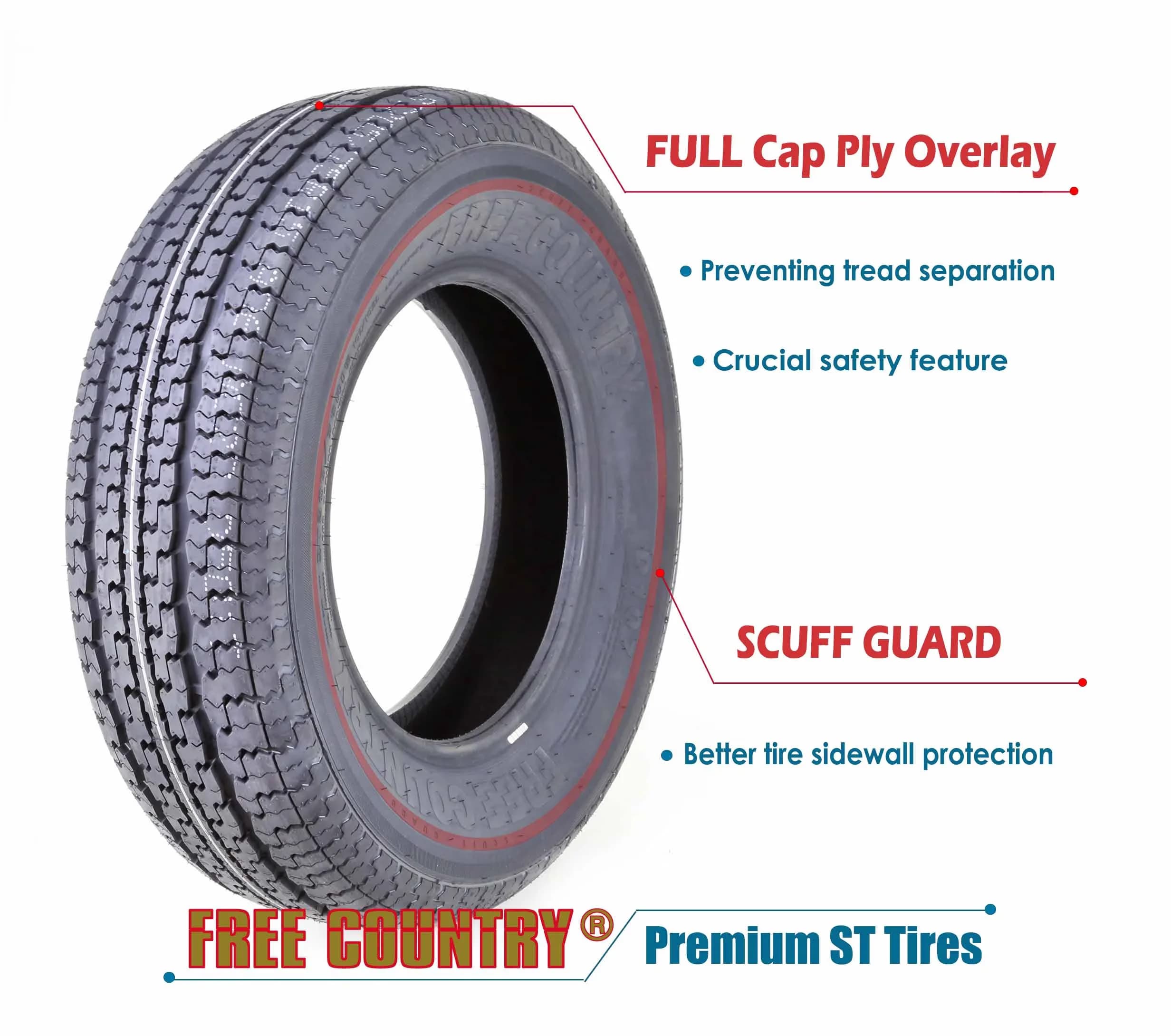 Trailer Tire Reliable with Heavy-Duty, Set 2, Section Width: 205 mm - 75R14 Model C466B9
