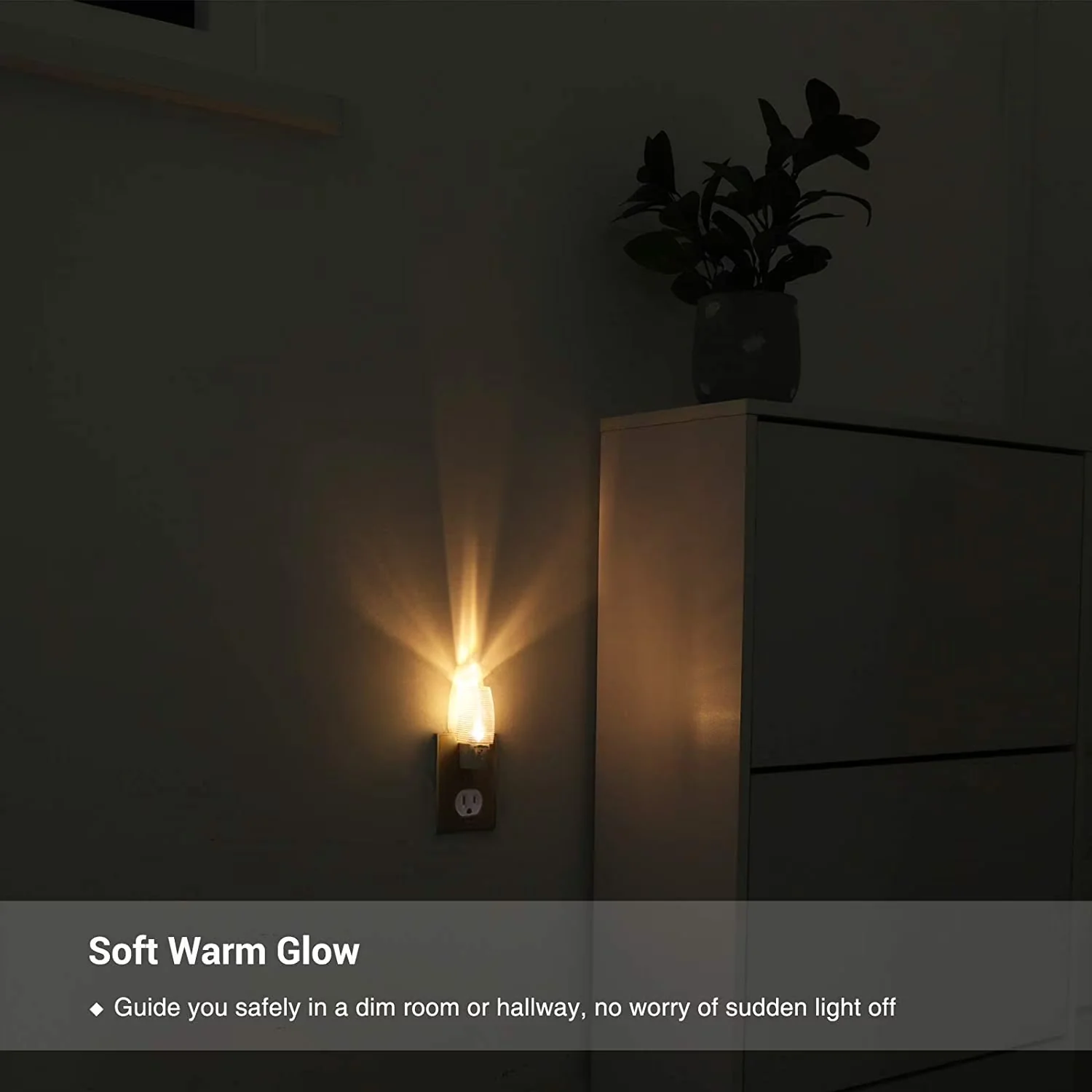 Sleek Led Lighting with LED, 4-Pack Plug in Night Light - White for Garage, Bedroom Model 84E231