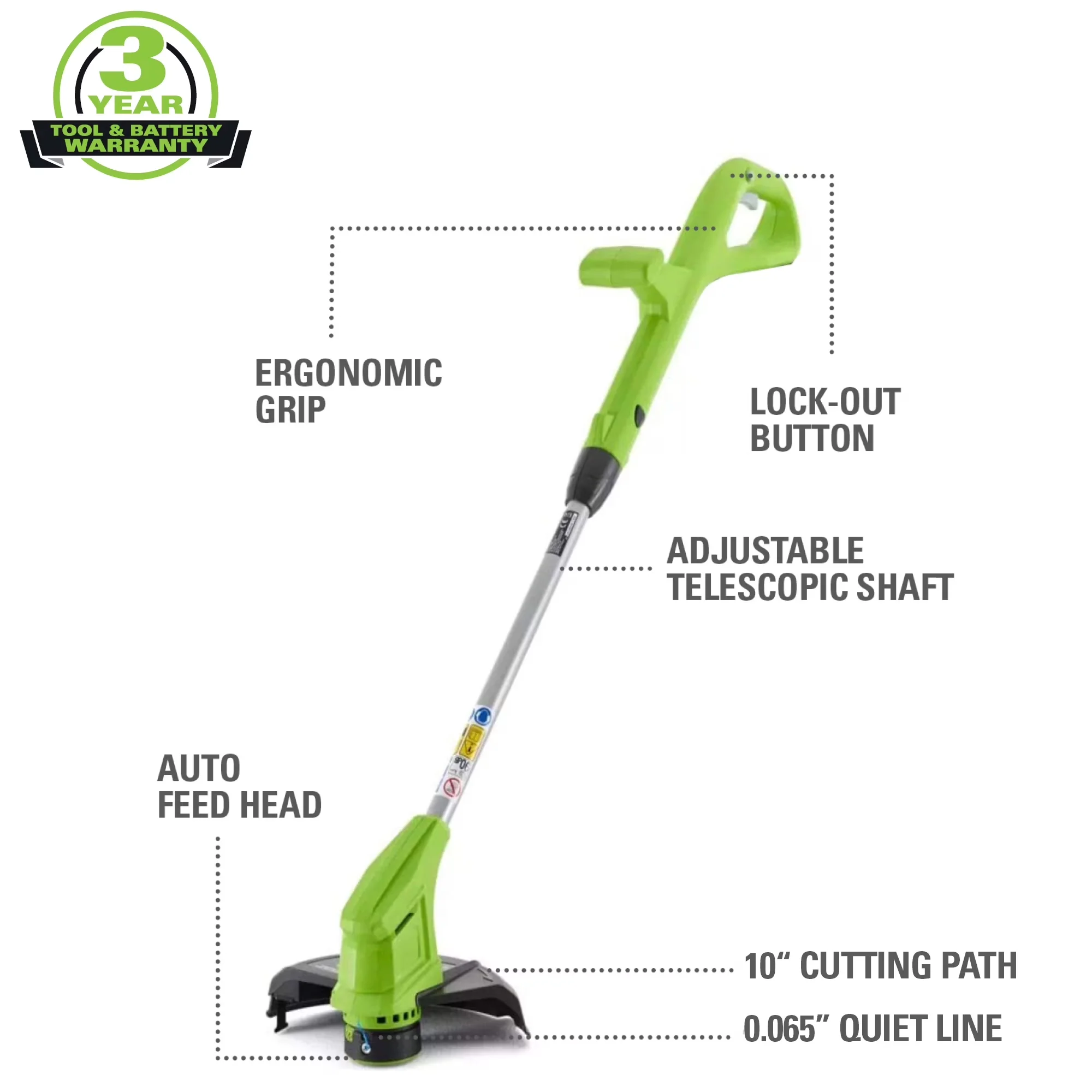 Essential String Trimmer with Battery, 24V, Edger Conversion Capable - Universal Fit Model 145E2C