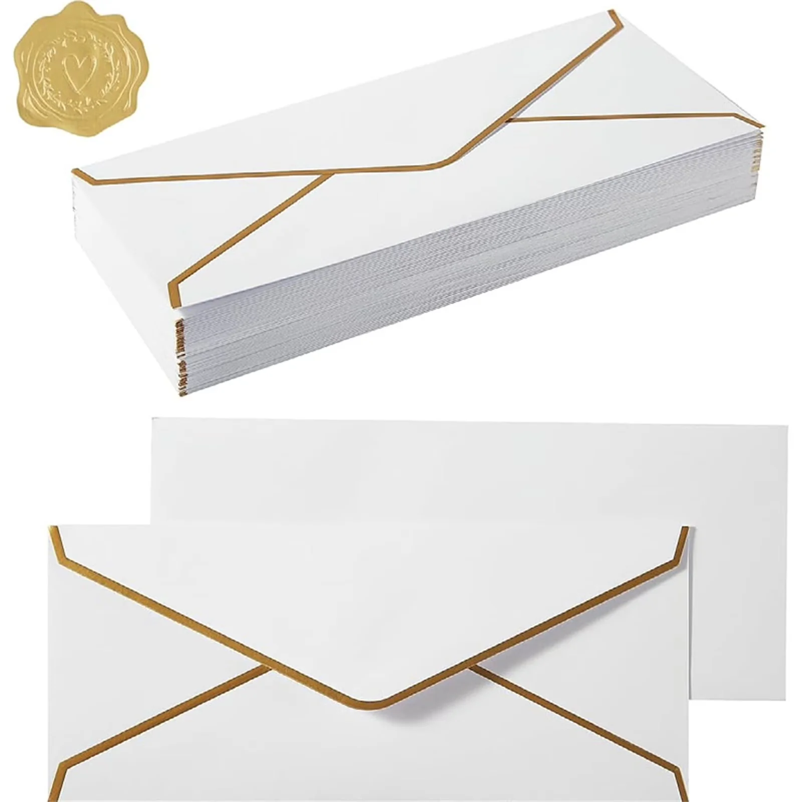 Classic Moving with Gold Border, Business Envelopes, Package: 1 pieces envelopes - White for Office Model C41A69