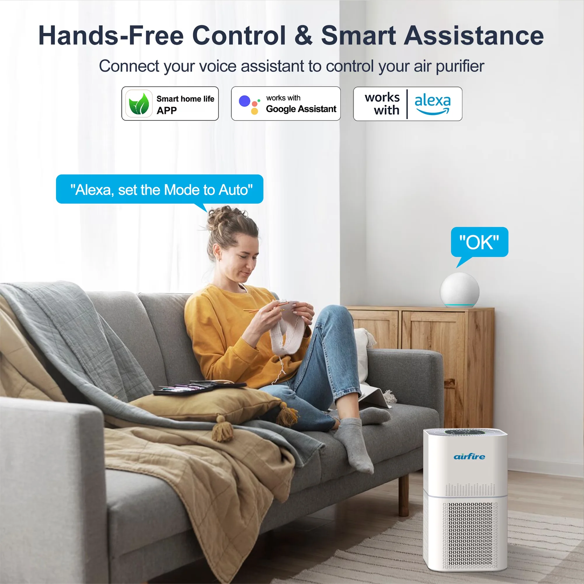 Efficient Air Purifier with Automatic Shut-Off, Variable Speed for Large, Rooms - Model 2603F2