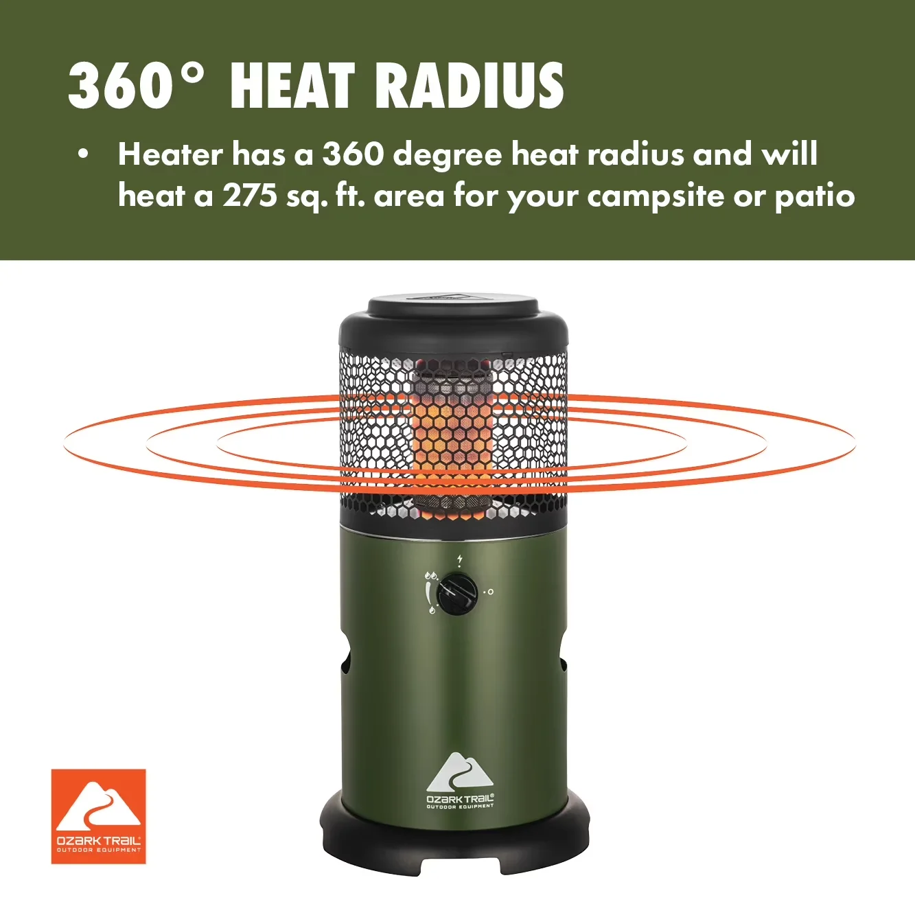 Efficient Outdoor Heating with 11000 BTU, Portable - Green 360 - Ergonomic Design Model 8C9196