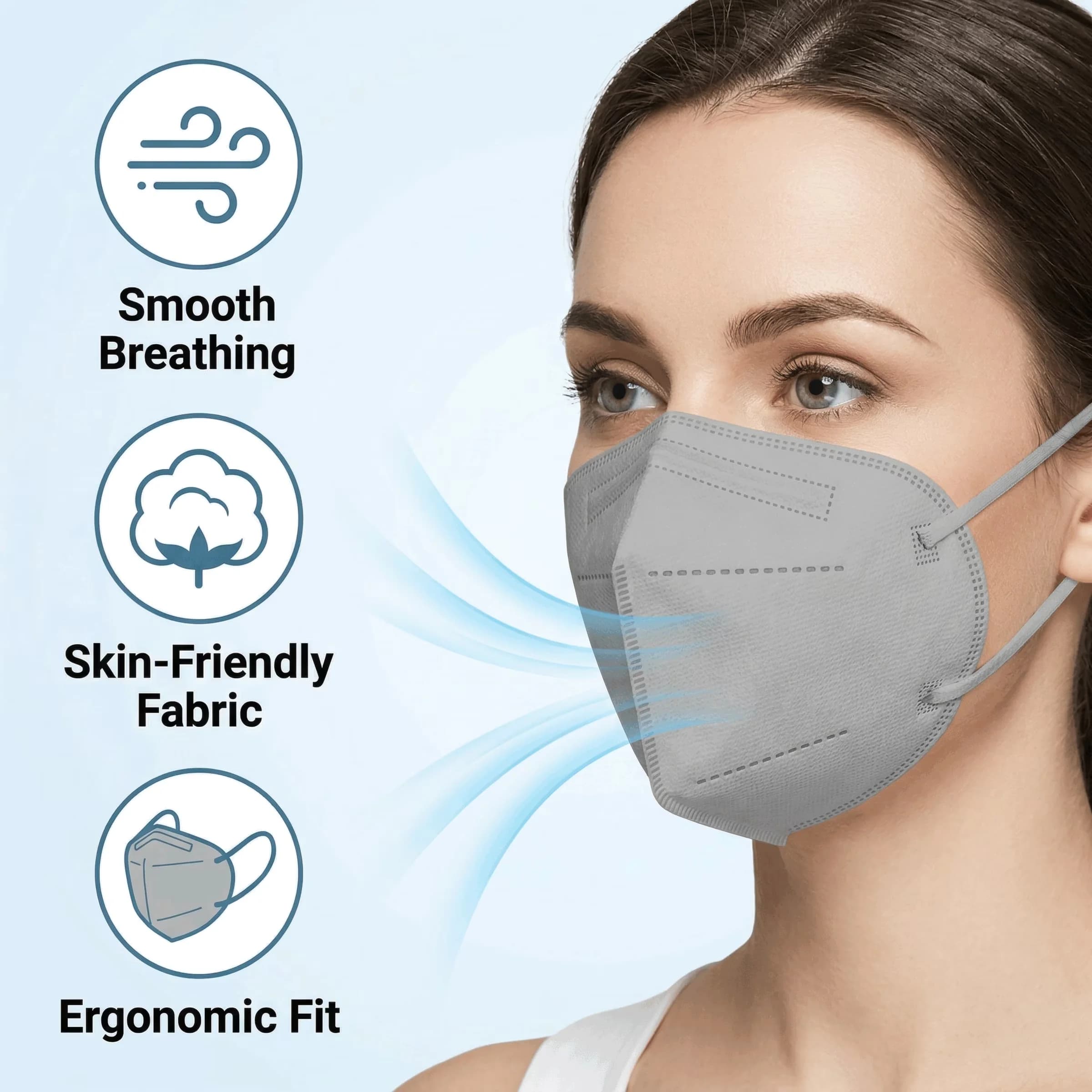 Essential Protective Equipment with Disposable, KN95 Face Masks Disposable Adults - Multicolor Non-Woven Fabric, Melt-Blown Fabric,... Model D87E23