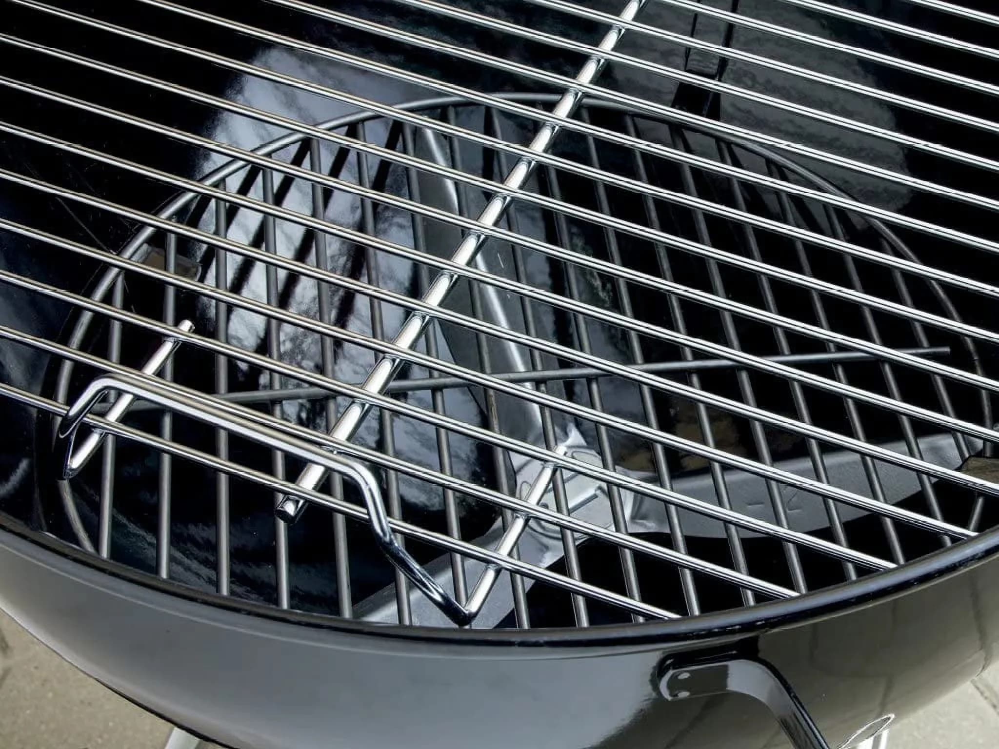 Essential Charcoal Grill with Classic Large Square 22" Barbecue Kettle, Wheel Legs - Red Stainless Steel Model 4685C7