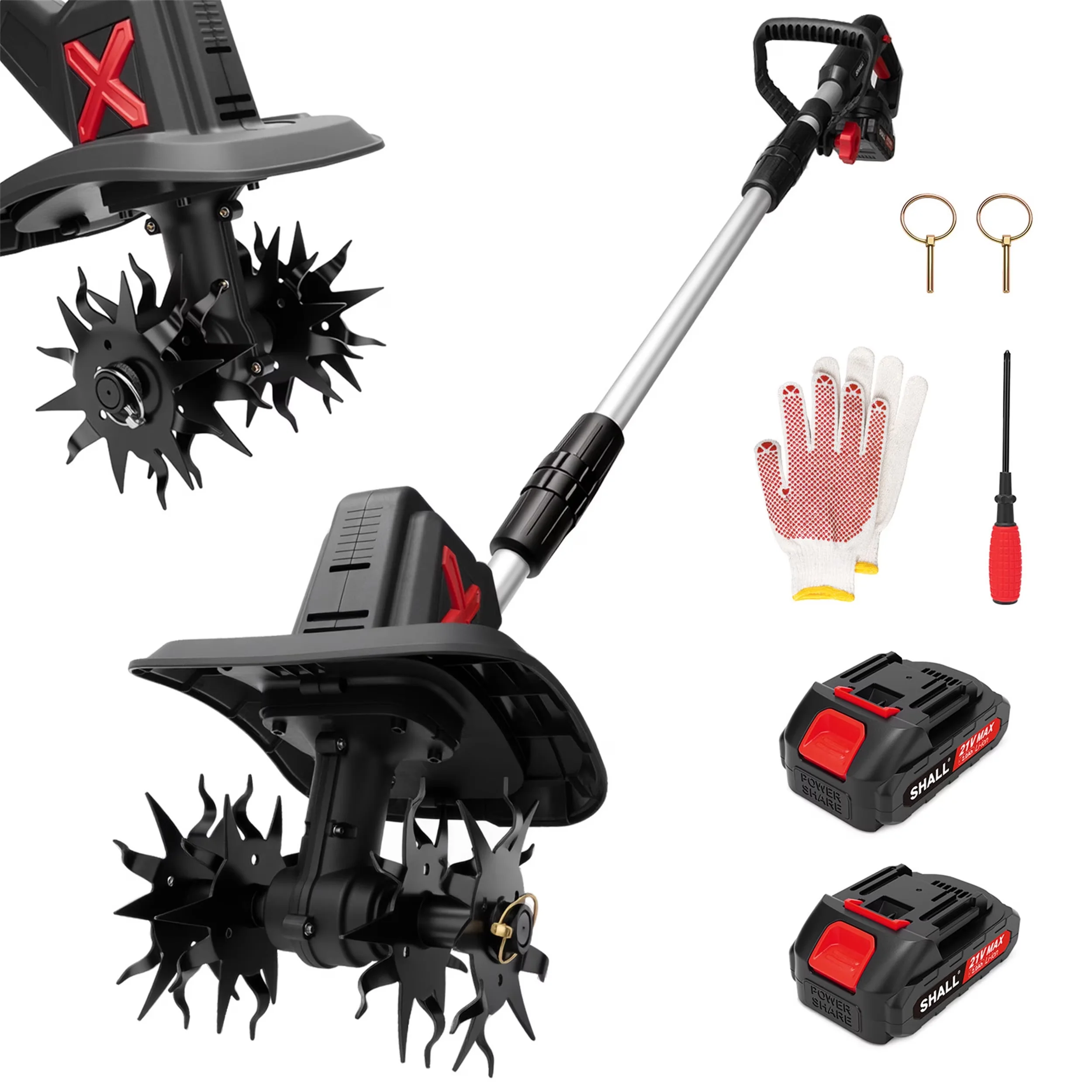 Innovative Trillers Cultivator with Battery, 21V, 21V Cordless Tiller for General Purpose - Model 7E915A
