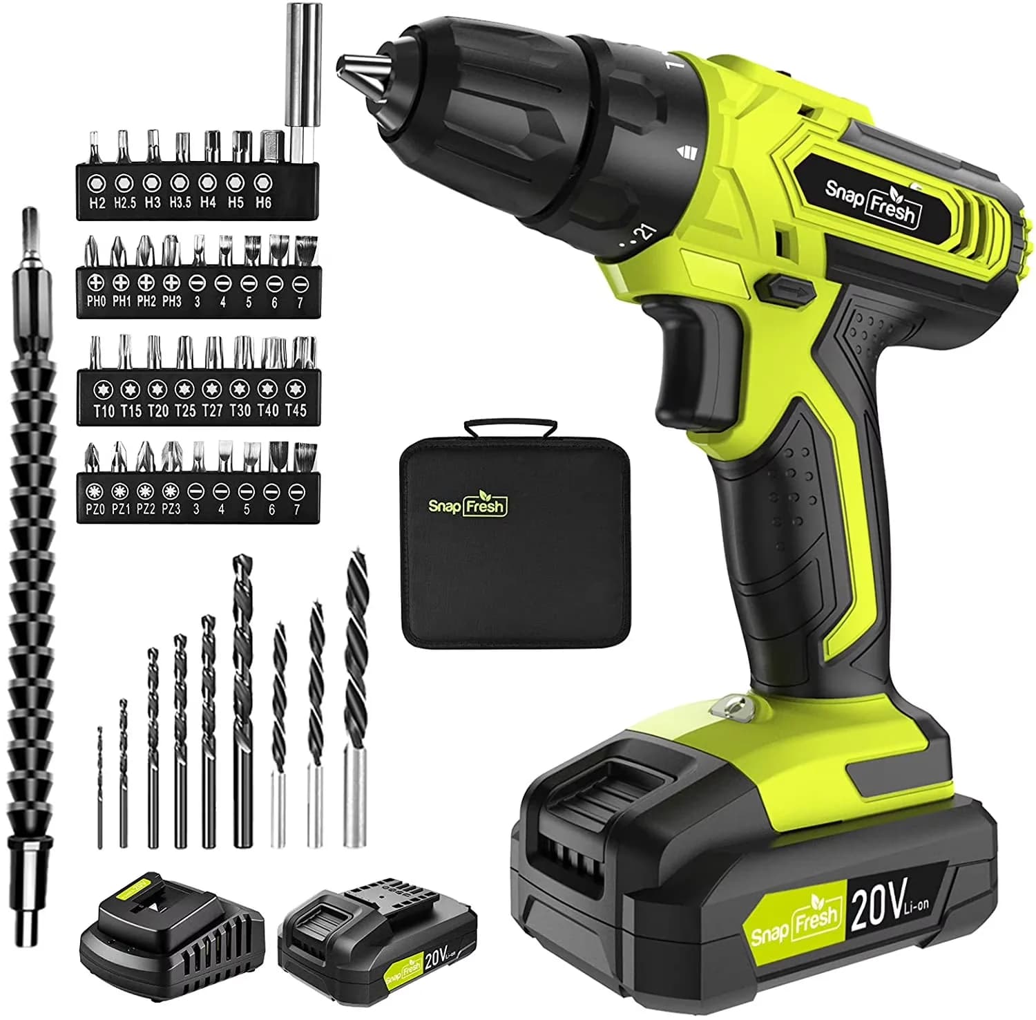 Versatile Drills Driver with Battery, Variable Speed, 20 v - Green One Size Model 9D0309