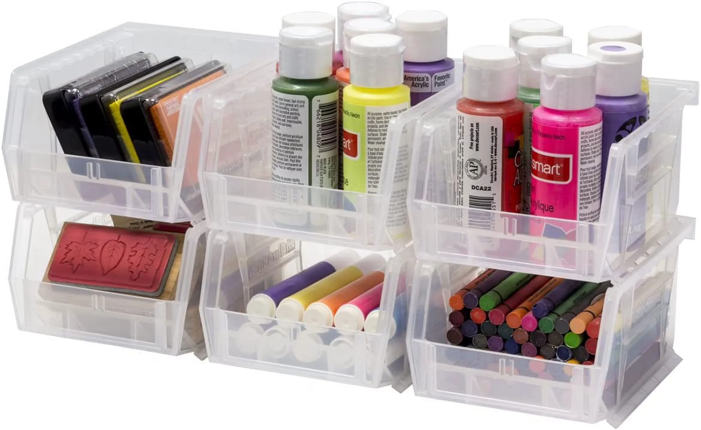 Stylish Garage Storage Supply with Stackable, 5"x4"x3", 6-Pack - Plastic Clear Model F247A1