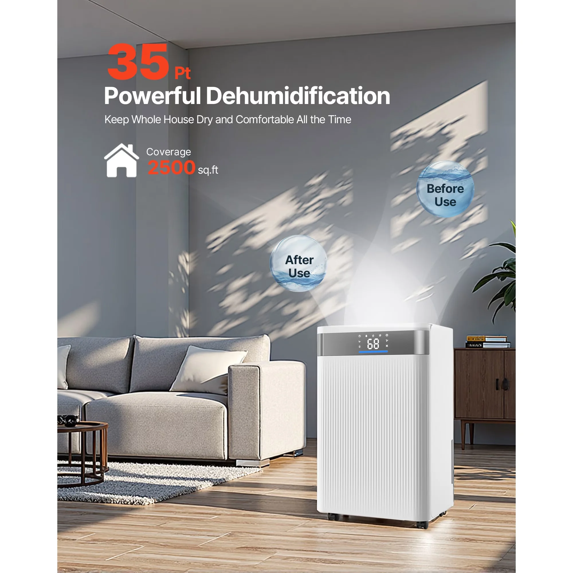 Dehumidifier Reliable with Adjustable Humidistat, Automatic Shut-Off - White for Home Model 57C324