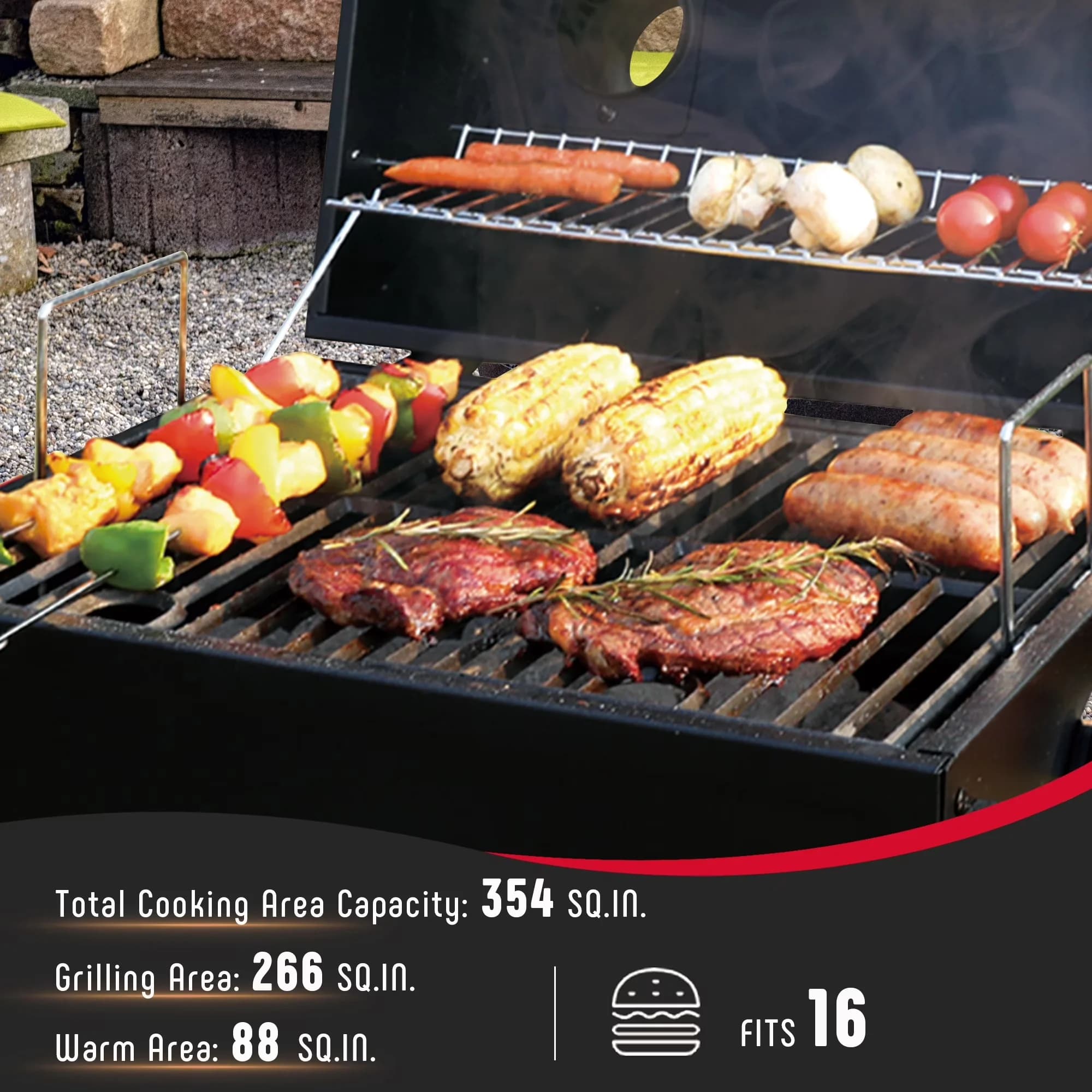 Sleek Flat Top Grill with Portable, Portable Charcoal Tabletop - Black Cast Iron Model 04306F