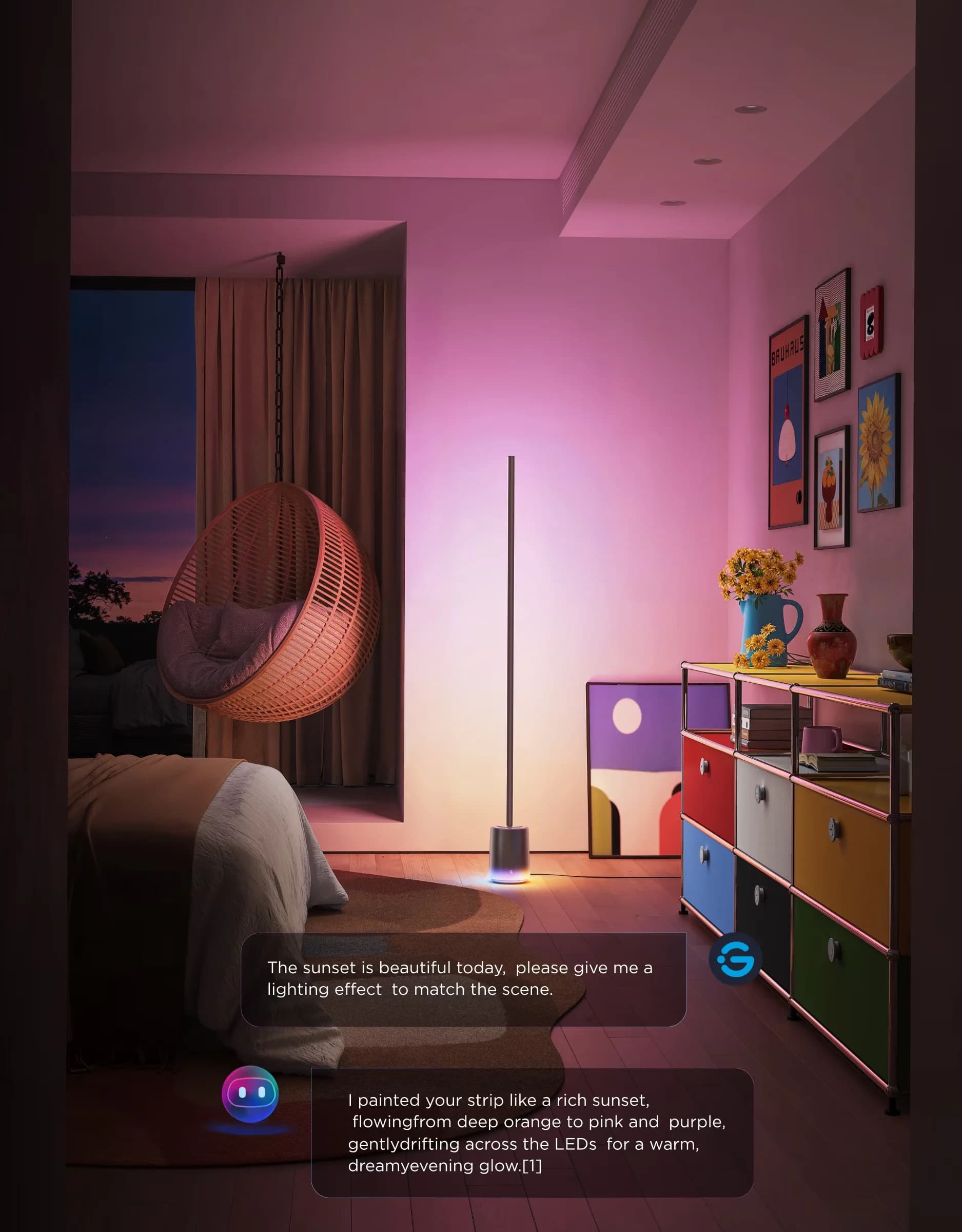 Floor Lamp Stylish with LED, Dimmable, Luminblend+ Technology - Multicolor Model 077A58