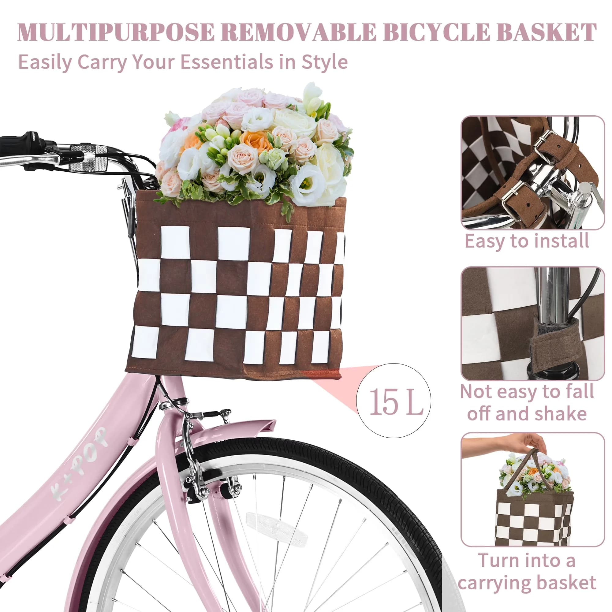 Professional Cruiser Bike with Adjustable Seat Height, Foldable - Pink Model 0AE7F2
