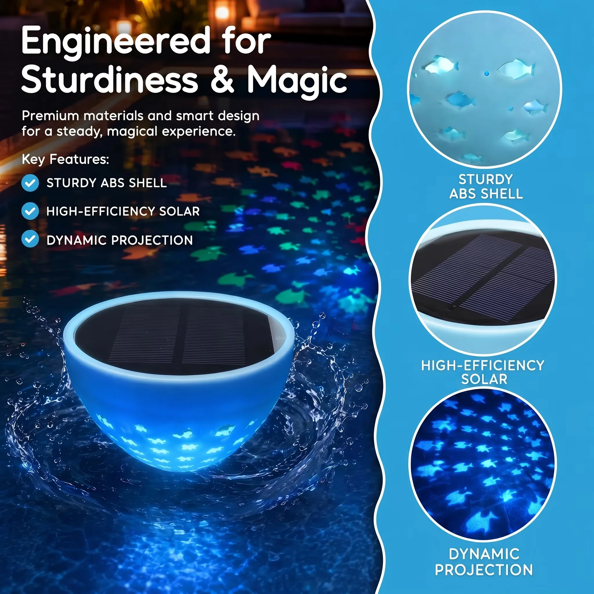 Ceiling Lights Fixture Premium with LED, Solar, Color Changing - Black Model 12A16D