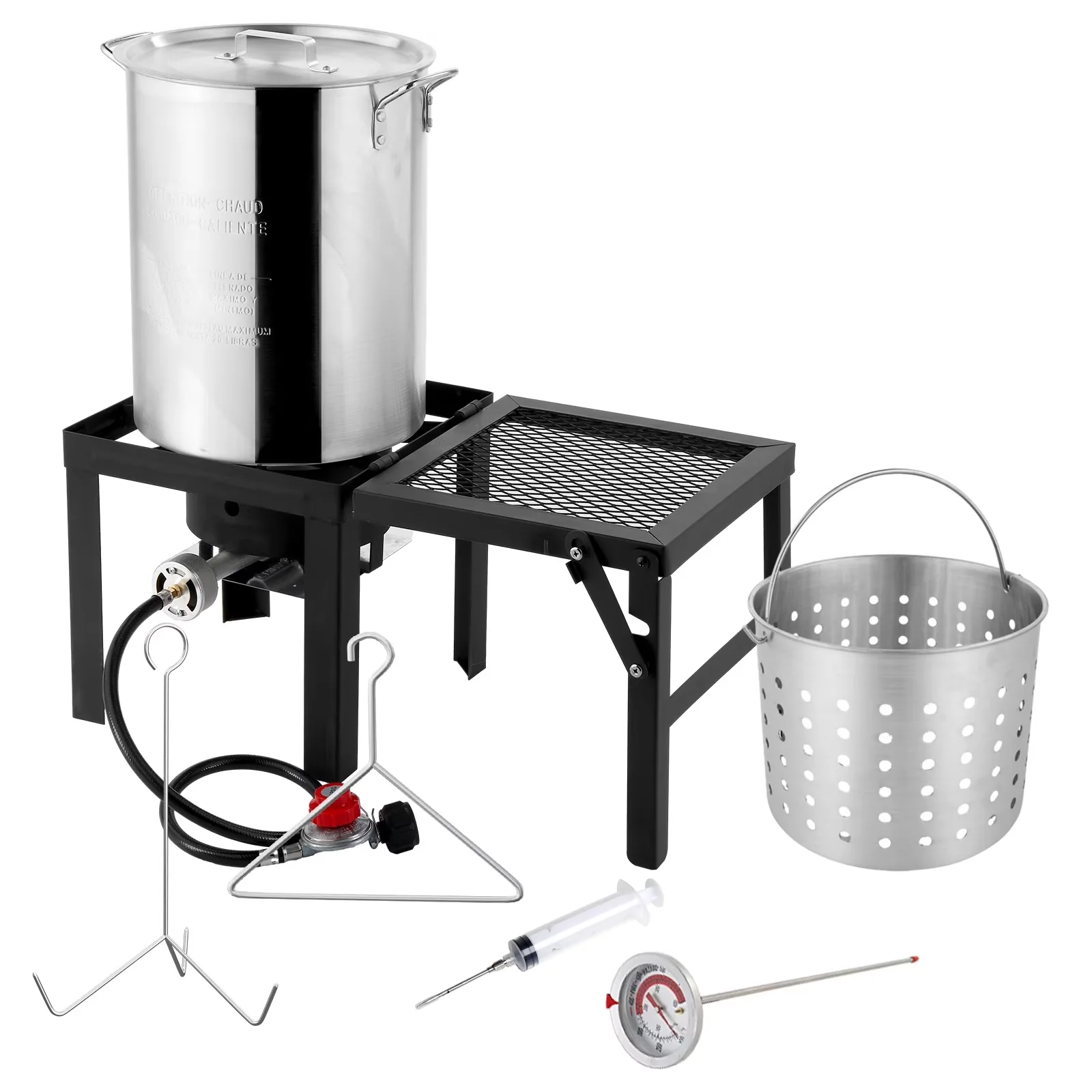 Outdoor Fryer Sleek with 30QT Turkey, Overall size: 26 × 13 ×28 in - Iron, Aluminum Silver Model 8B3BC0
