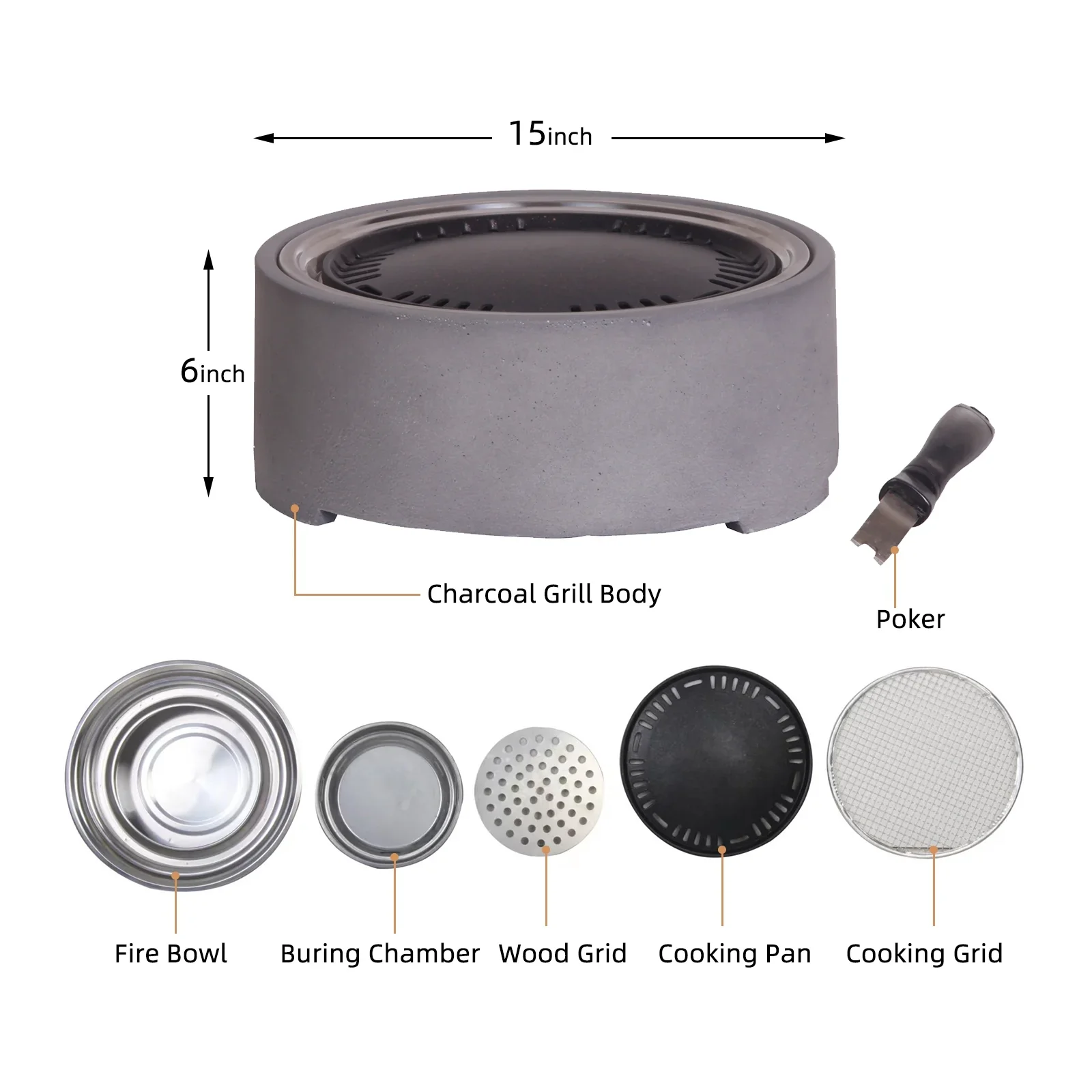 Stylish Flat Top Grill with Portable - Terrafab Gray for Patio, Garden Model 897A28
