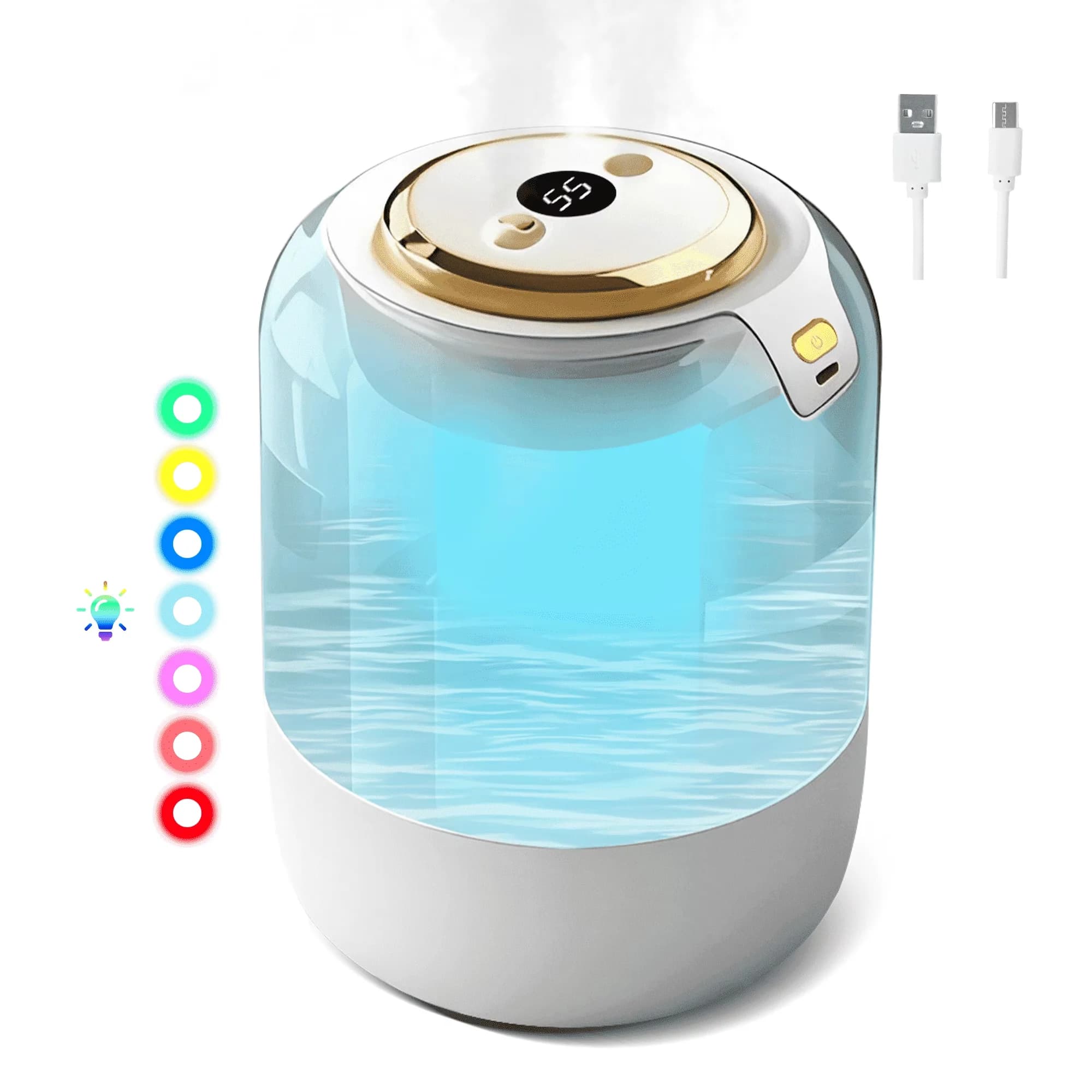 Humidifier Efficient with Water Level Indicator, Variable Speed, Adjustable Humidistat - White for Home Model F0E256