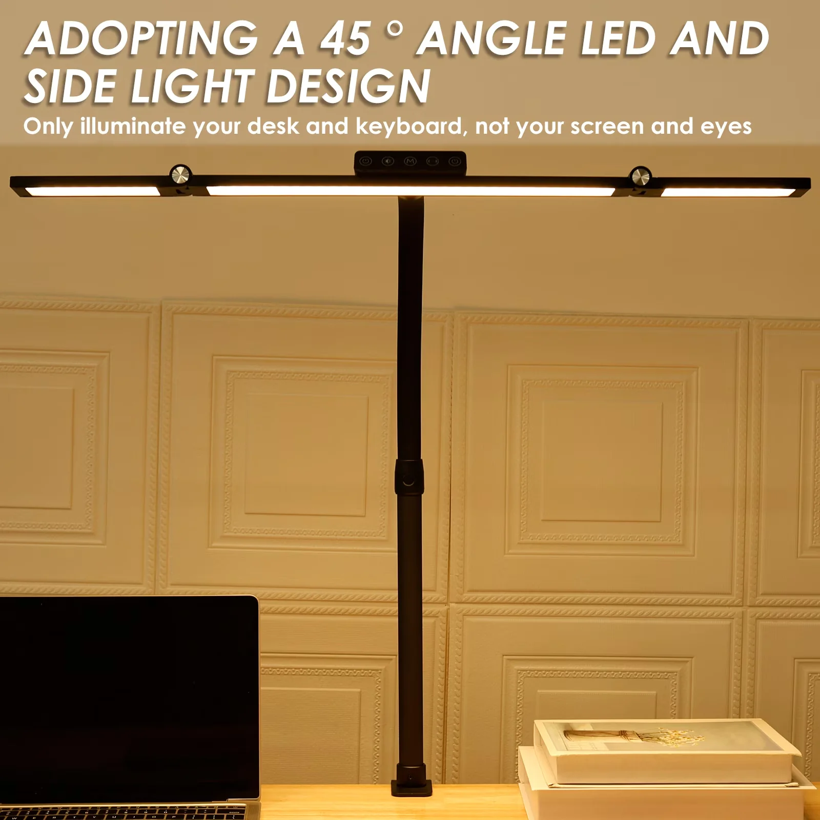 Modern Desk Lamp with LED, Battery, 24W - Silver Plastic for Office Clamp Model 28B08F