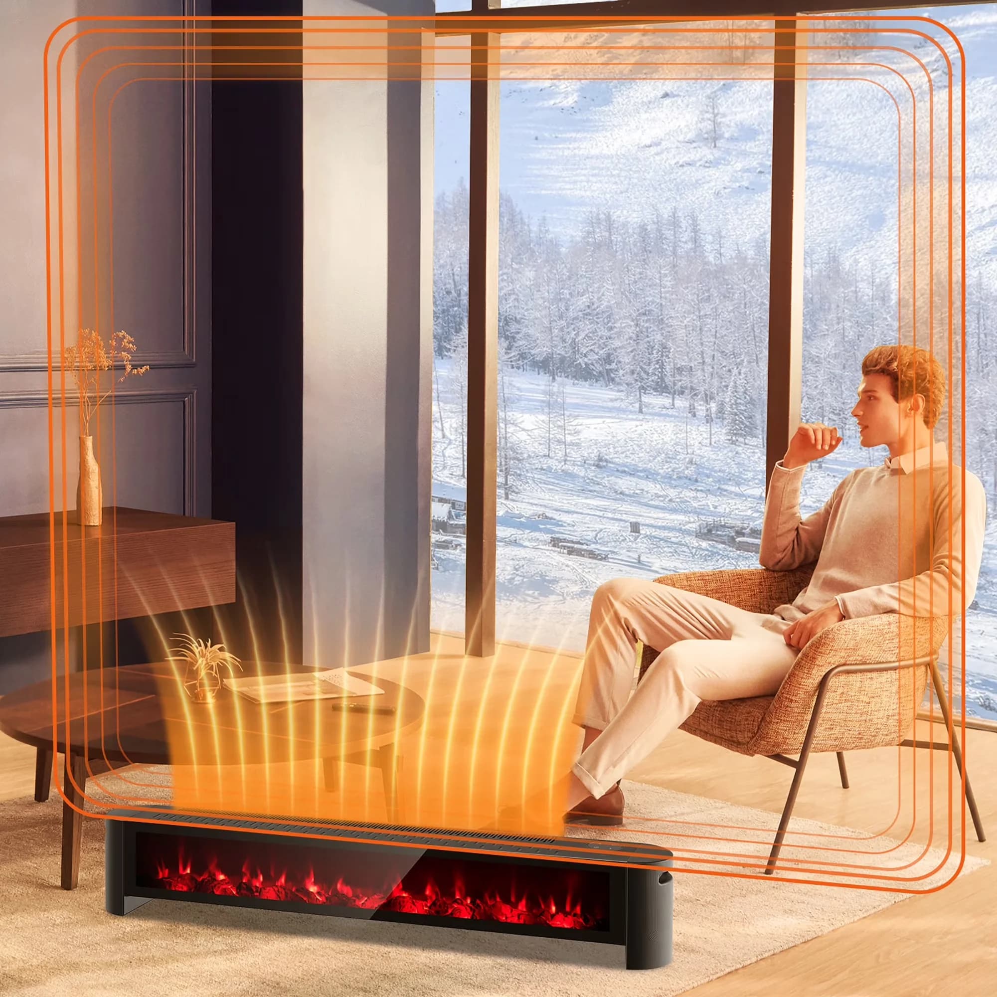 Durable Portable And Electric Space Heater with 1400W, Remote Controlled, 1400W Baseboard Convection - Black Model 82287C